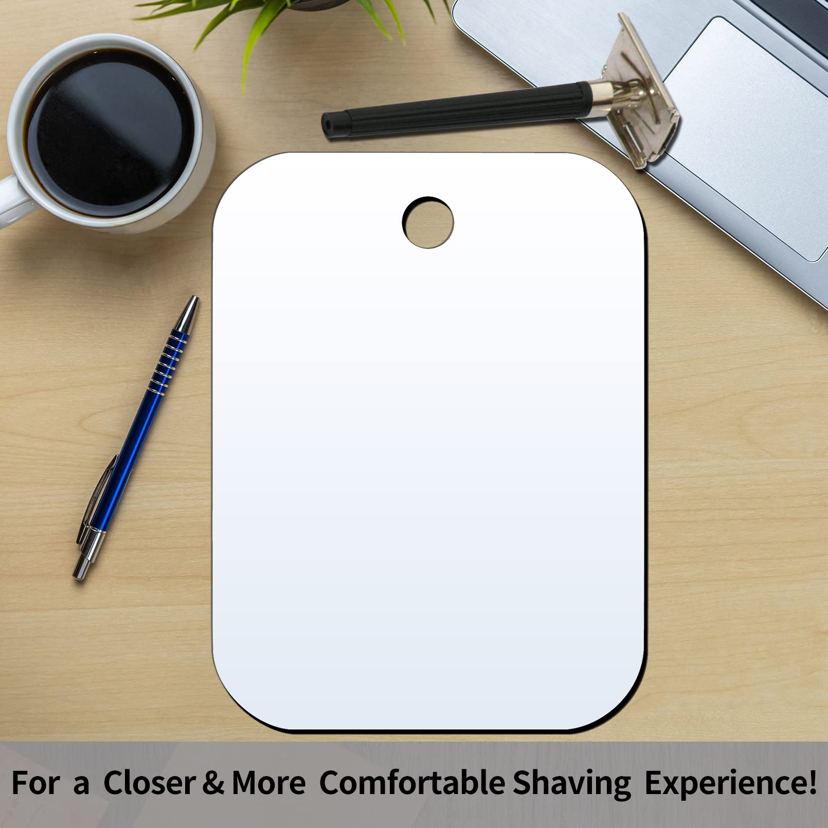 Unbreakable Shower Mirror 2-Pack (6x8 Inches) - Frameless Bathroom Handheld Mirror for Men & Women, Portable Travel & Camping Mirror, Perfect for Makeup, Shaving & Grooming - Silver Finish