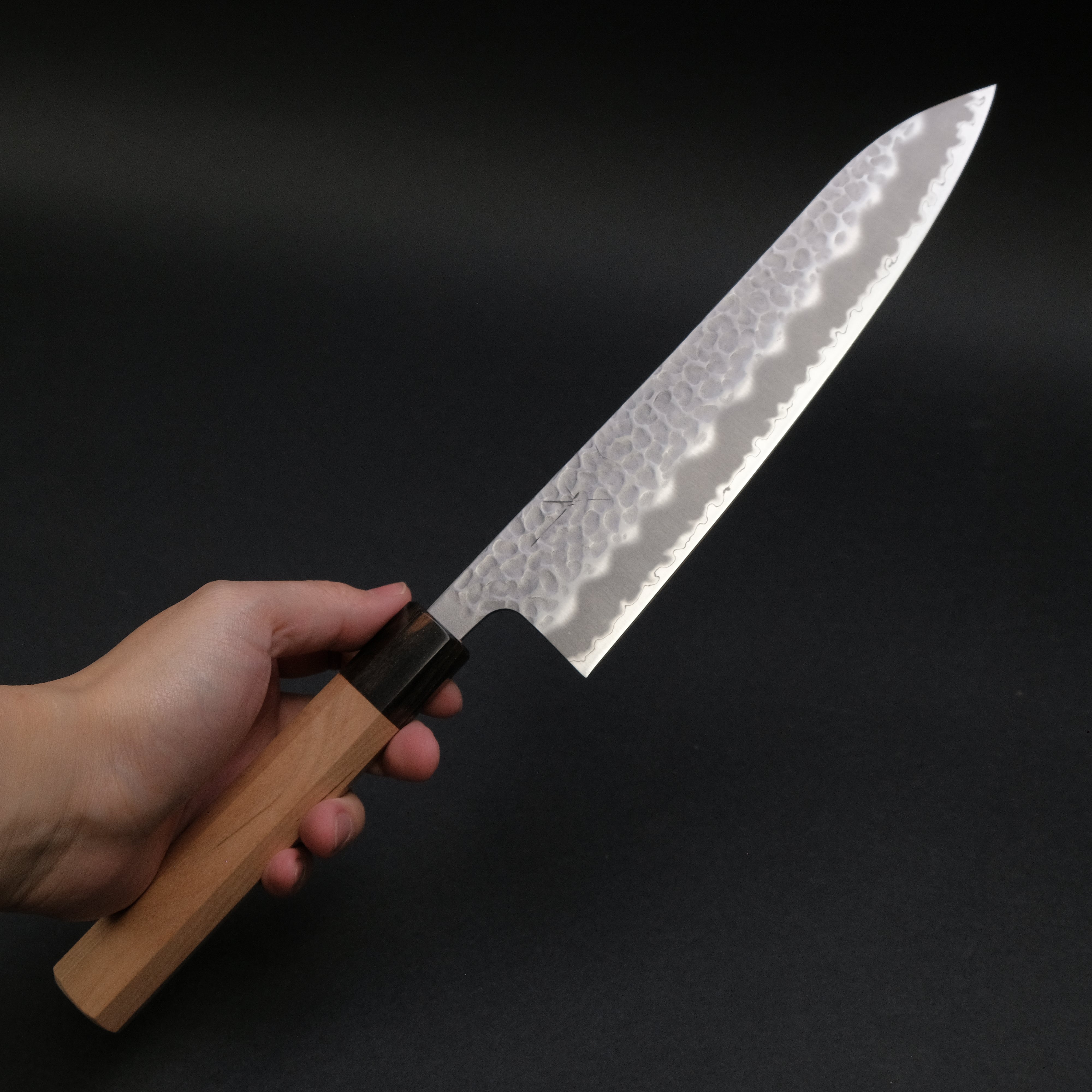 Hitohira Futana SB Migaki Tsuchime Gyuto 210mm Japanese Chef Knife with Cherry Wood Handle – Perfect for Sushi, Sashimi, and Precision Meat Cutting