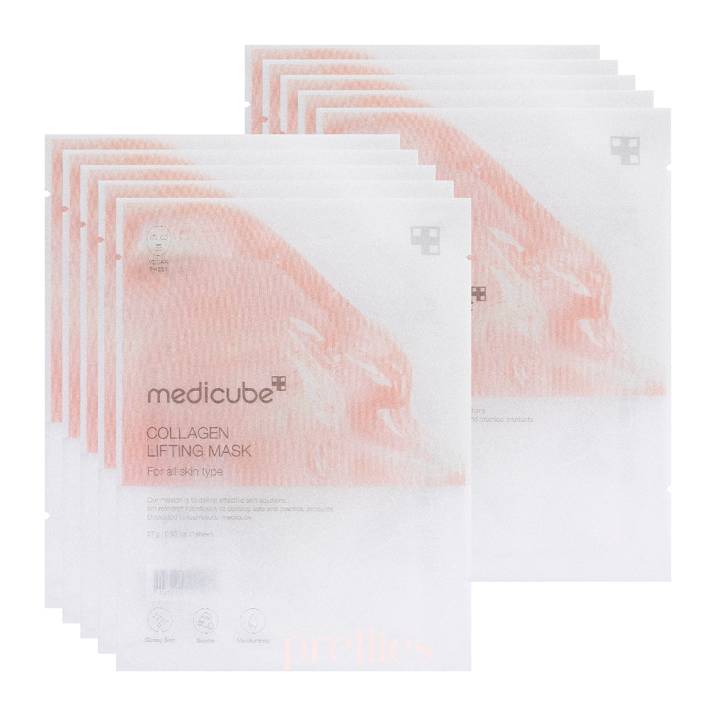 Medicube Collagen Lifting Face Mask - Anti-Aging & Firming Treatment - 10 Sheet Pack for Hydration & Wrinkle Reduction - Perfect for Night Skincare Routine & Spa Days