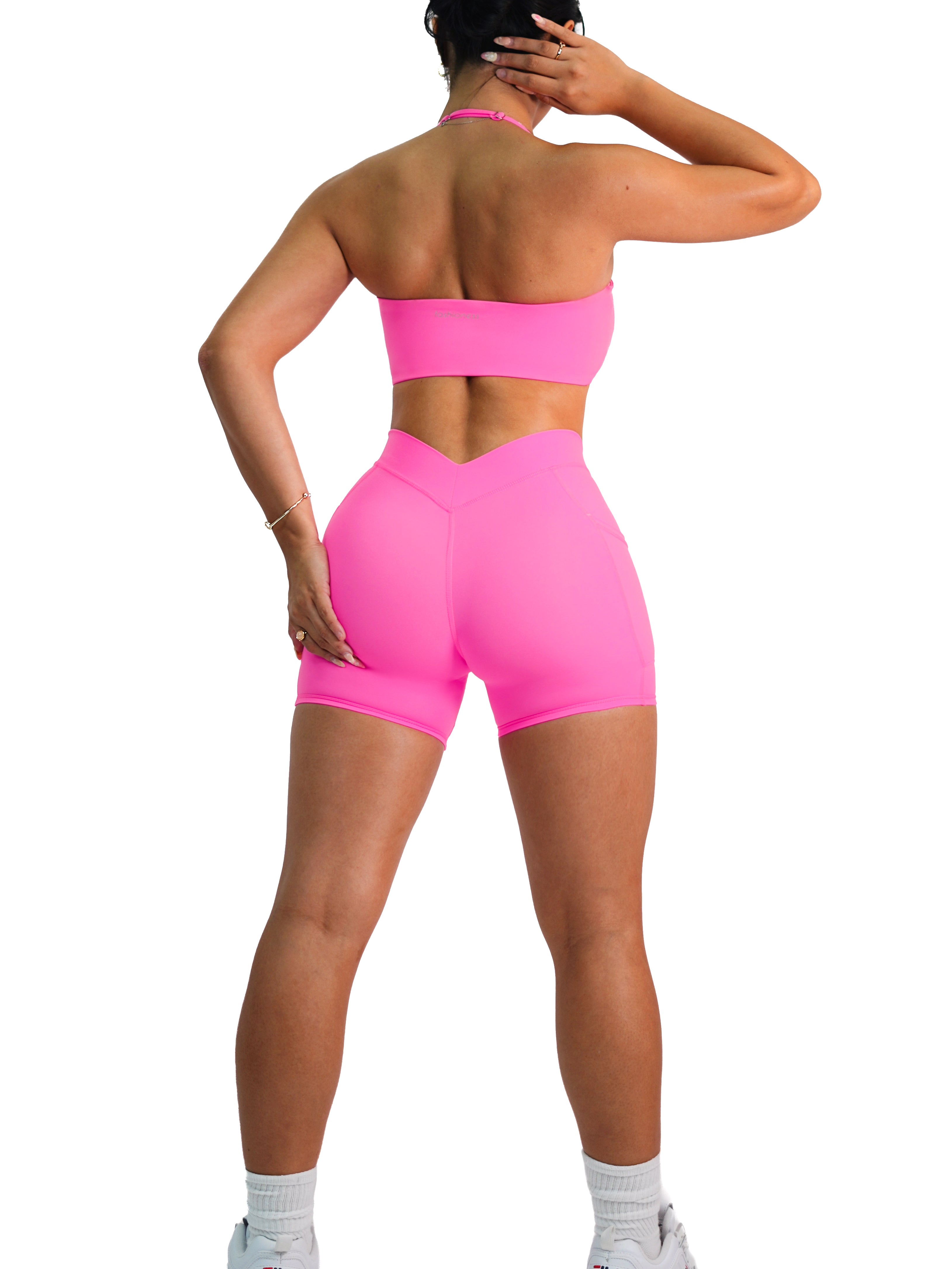 Premier V Back Pocket Shorts - Exotic Pink | Comfortable & Stylish Women's Activewear for Yoga, Running & Gym
