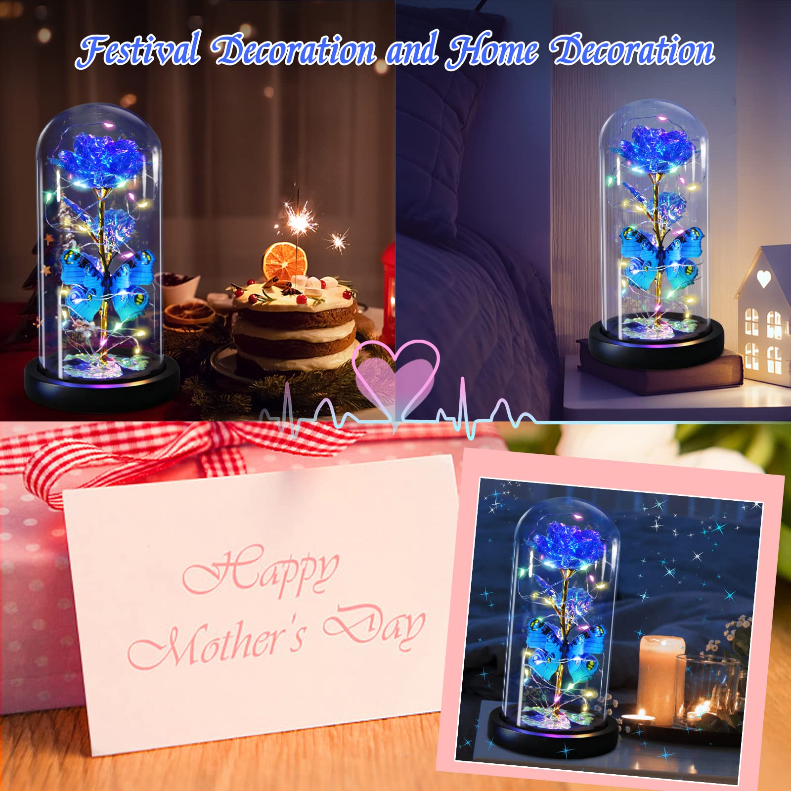 Beauty and The Beast Rose in Glass Dome - Eternal Rose Gift for Women, Valentine's Day, Birthday, Christmas, Mother's Day Present for Her, Wife, Girlfriend, Mom, Grandma - Perfect for Home Decor, Romantic Surprise & Special Occasions
