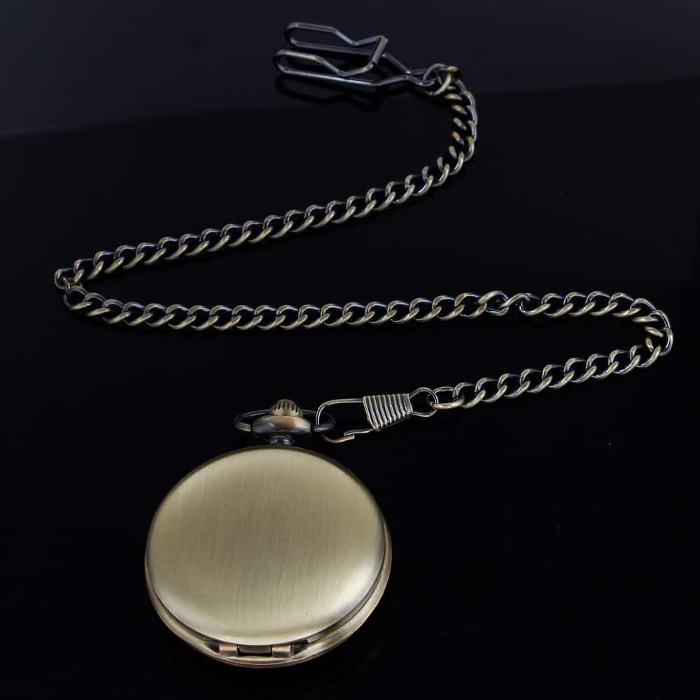 Customizable Smooth Pocket Watch for Men - Personalized Engraved Gift with Chain - Perfect for Father's Day, Weddings & Special Occasions
