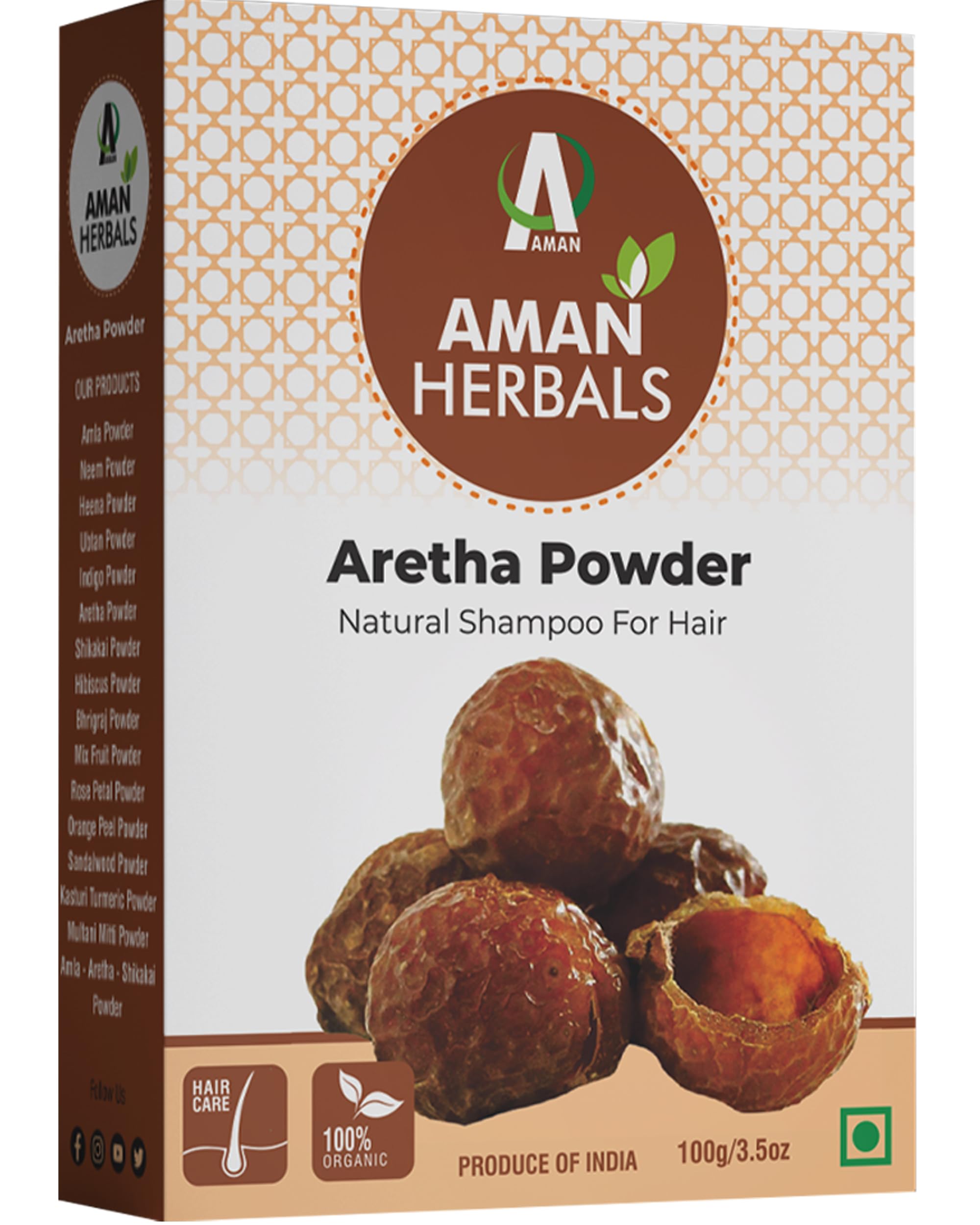 Pure Reetha Powder for Hair & Skin Care - Natural Cleanser, Non-GMO | AMAN HERBALS