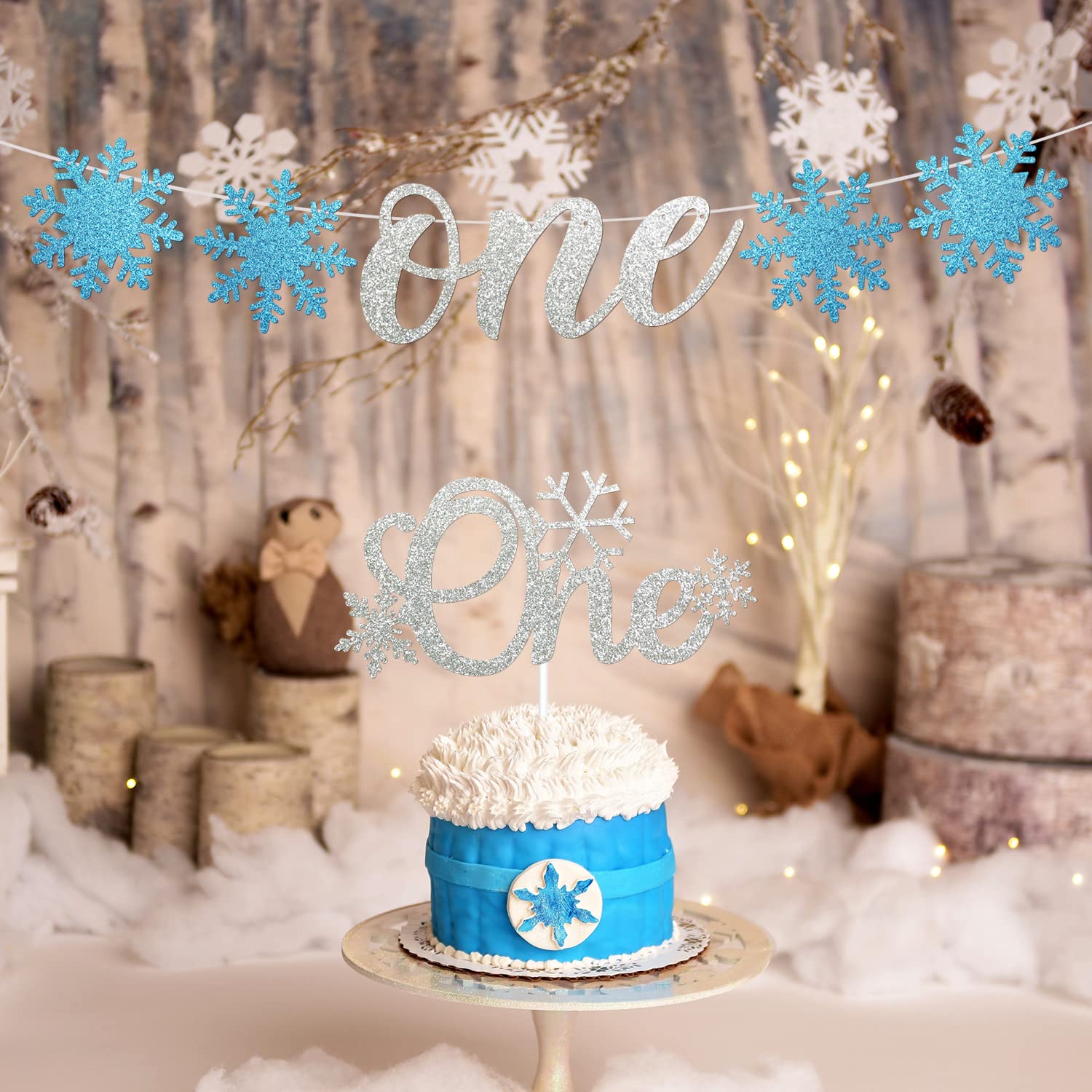 Snowflake One Banner & Cake Topper - Winter Onederland 1st Birthday Decorations for Girls | Perfect for Snowflake-Themed First Birthday Parties, Baby Showers & Winter Celebrations