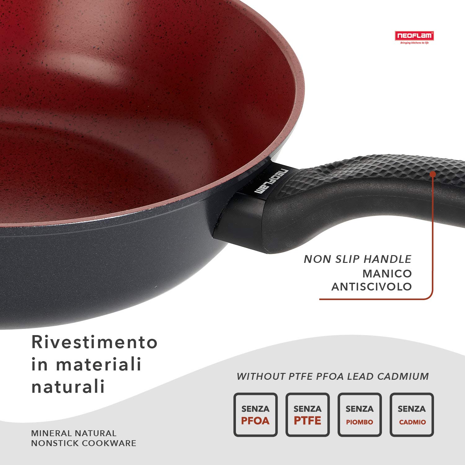 Classe Italy Tuscany Linea 28cm Non-Stick Wok - 5-Layer Natural Coating, PFOA & PTFE Free, Induction & Gas Stove Compatible - Perfect for Stir-Frying, Sautéing & Asian Cooking