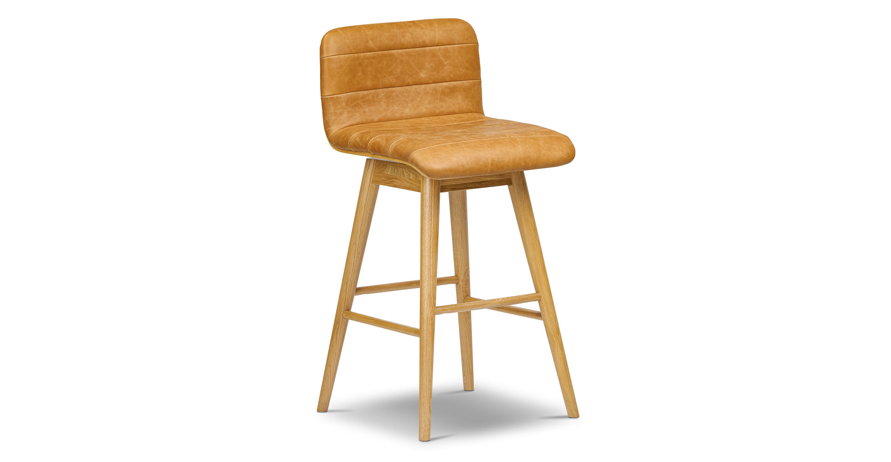 Bassano Genuine Leather Swivel Bar Stool - Adjustable Height Counter Stool for Kitchen Island, Dining Room & Home Bar - Modern & Comfortable Seating