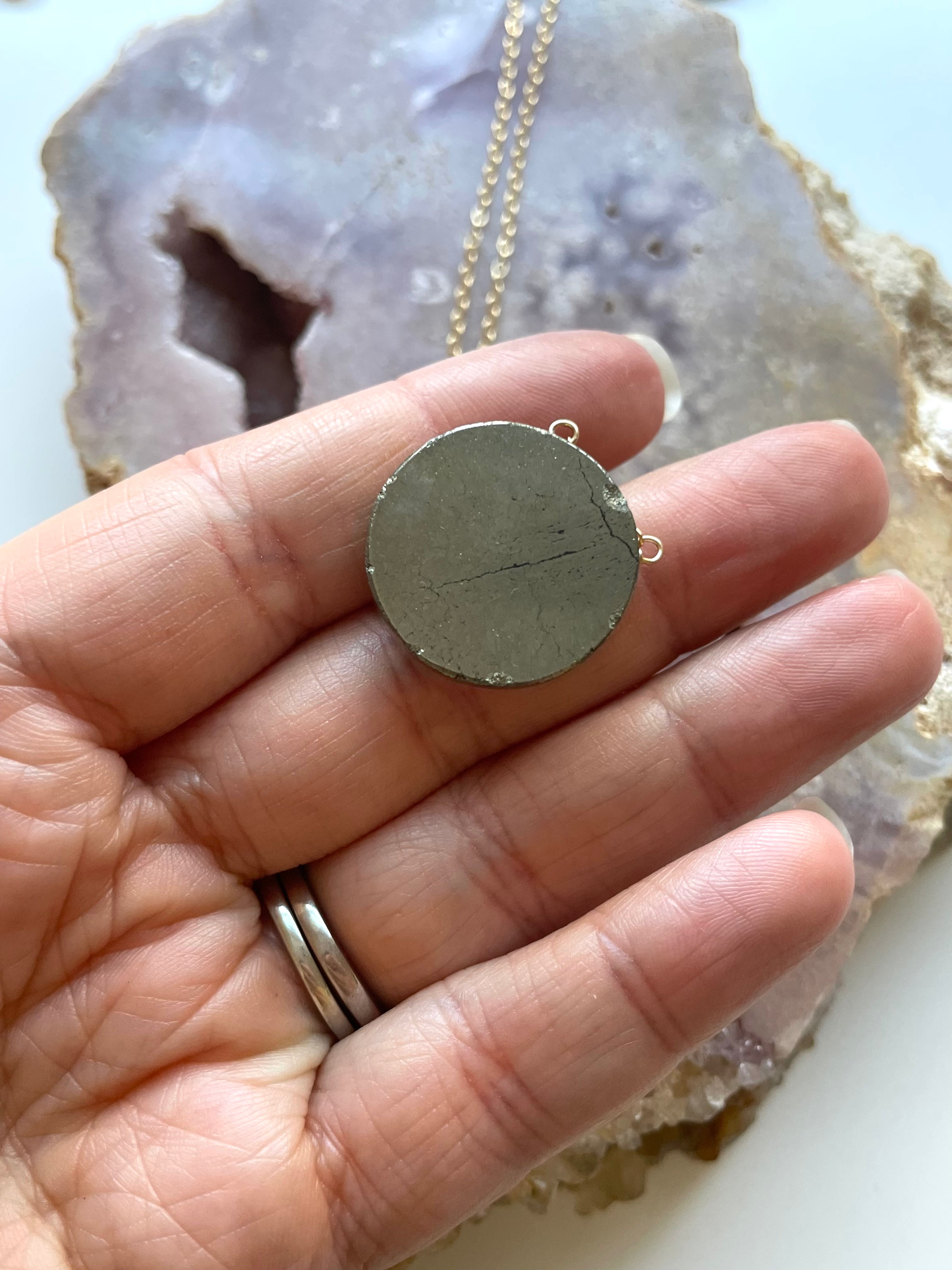 Pyrite Pendant Necklace - 14K Gold Filled Chain - Healing Crystal Jewelry for Women - Perfect for Everyday Wear & Spiritual Protection