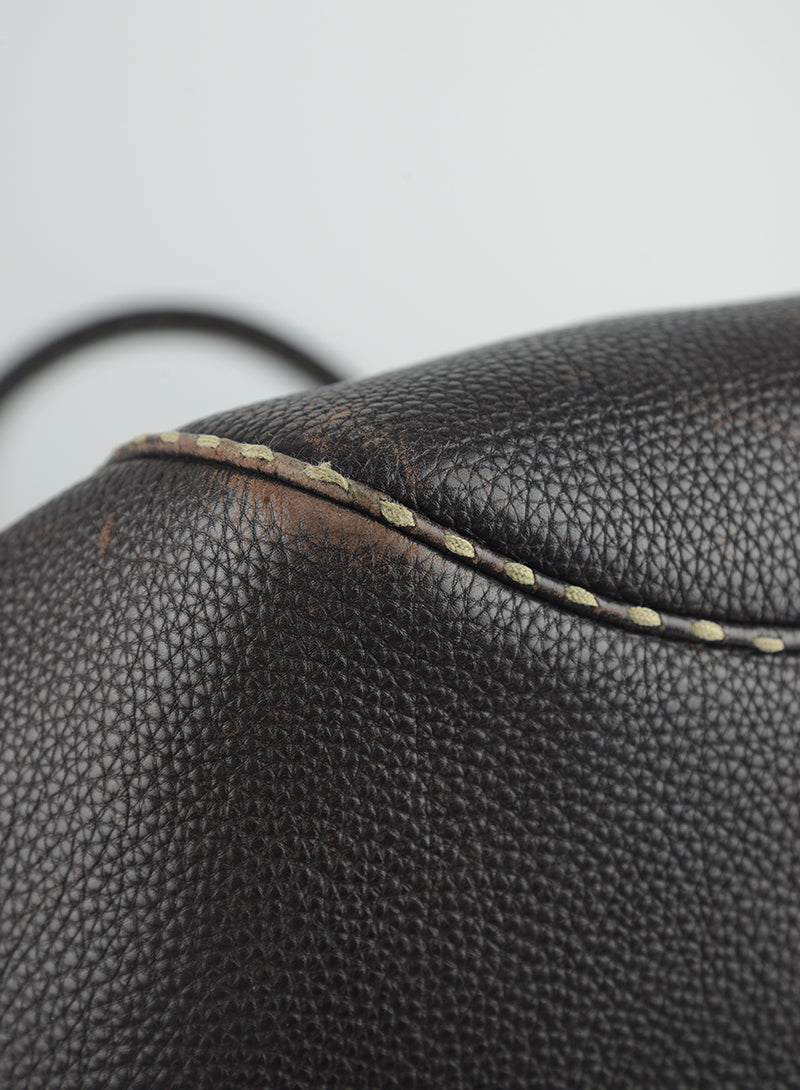 Fendi Selleria Leather Brown Handbag - Luxury Italian Designer Tote for Women, Perfect for Work, Travel & Everyday Use