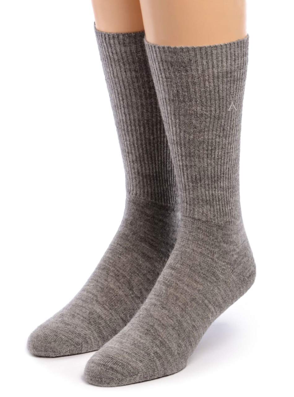 Premium Baby Alpaca Wool Dress Socks for Men & Women - Soft & Warm Warrior Alpaca Socks (Smoke, Medium) - Perfect for Office, Hiking & Cold Weather Comfort