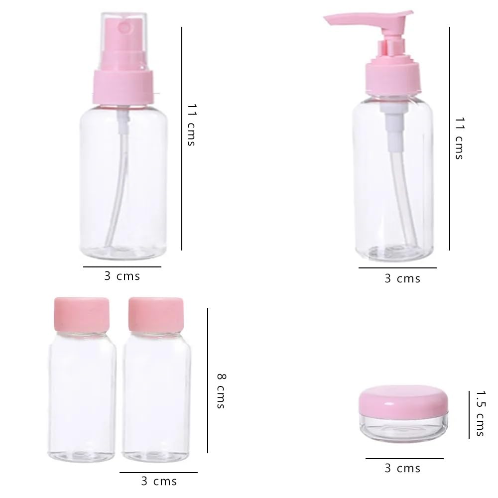 **Cellebii® Travel Bottles Kit - 7pcs Leak Proof Refillable Toiletry Containers Set for Lotion, Shampoo, Cream & Soap (5 Bottles + 2 Jars) - Perfect for Air Travel, Gym, Camping & Vacation Essentials**