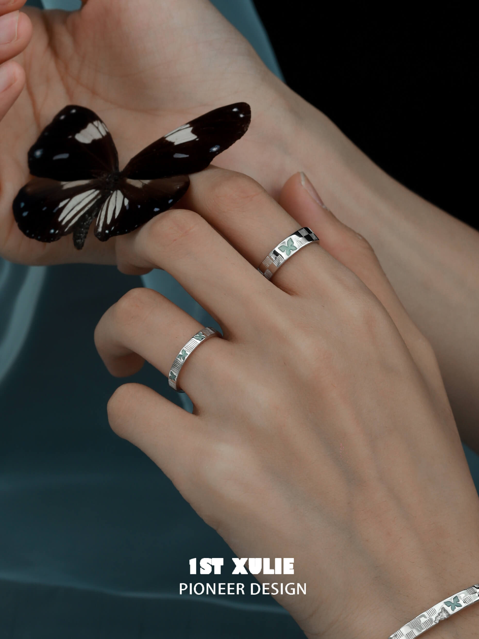 Whiterfly S925 Sterling Silver Logo Basic Rings for Women & Men - Minimalist Stackable Band for Everyday Wear, Gift Giving & Special Occasions