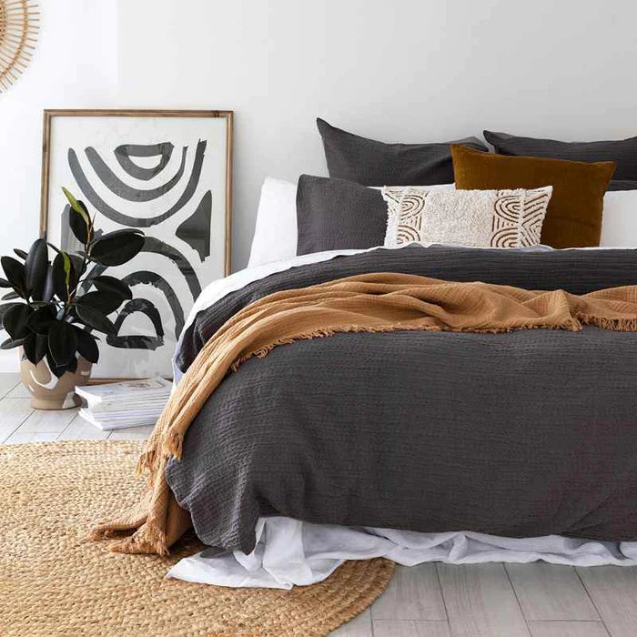 Premium Bambury Eucla Charcoal European Pillowcase - 100% Organic Cotton, Hypoallergenic & Breathable - Perfect for Bedroom, Guest Room & Luxury Hotel Decor