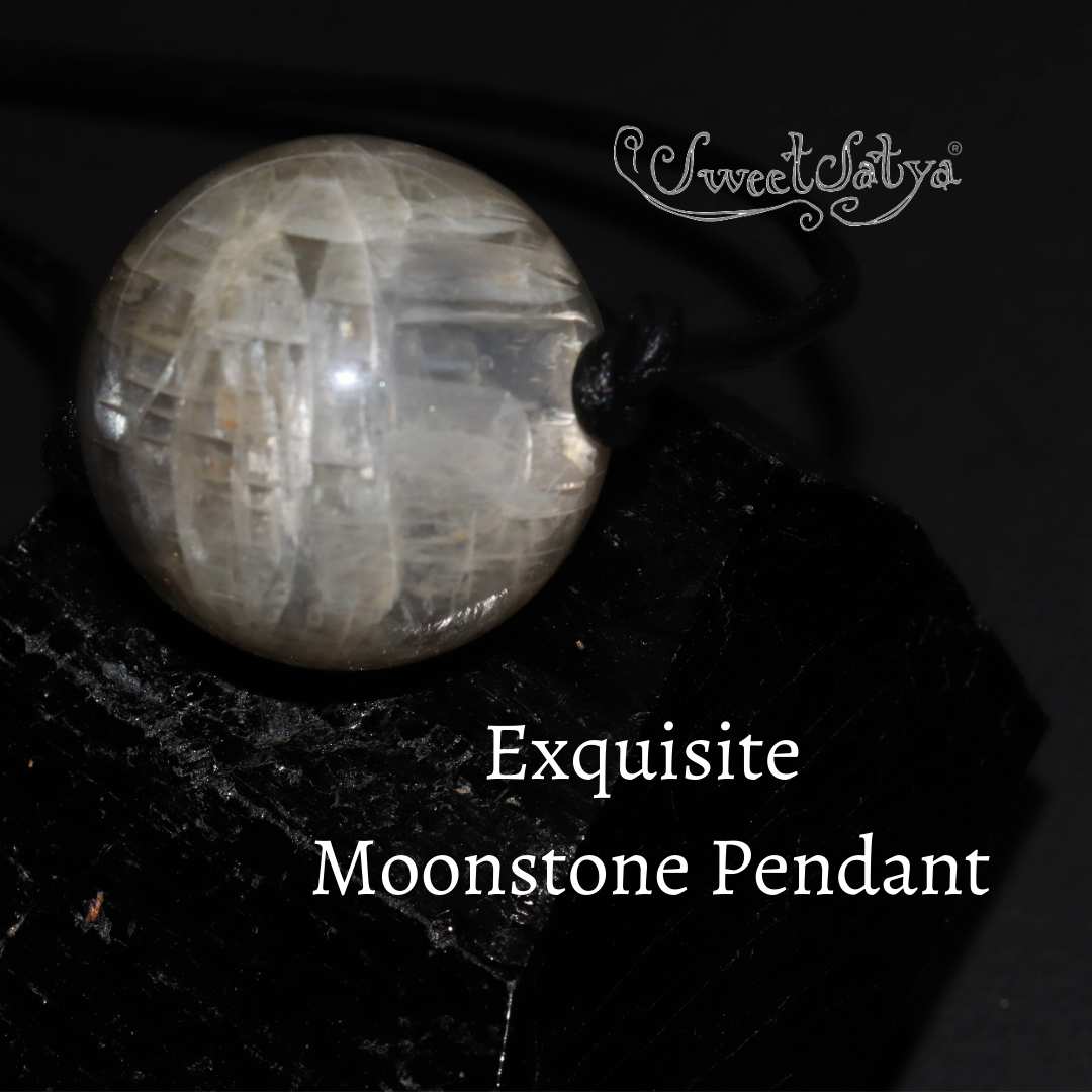 Black Moonstone Sphere Pendant Necklace - Natural Gemstone Jewelry for Women | Perfect for Meditation, Spiritual Healing & Boho Fashion