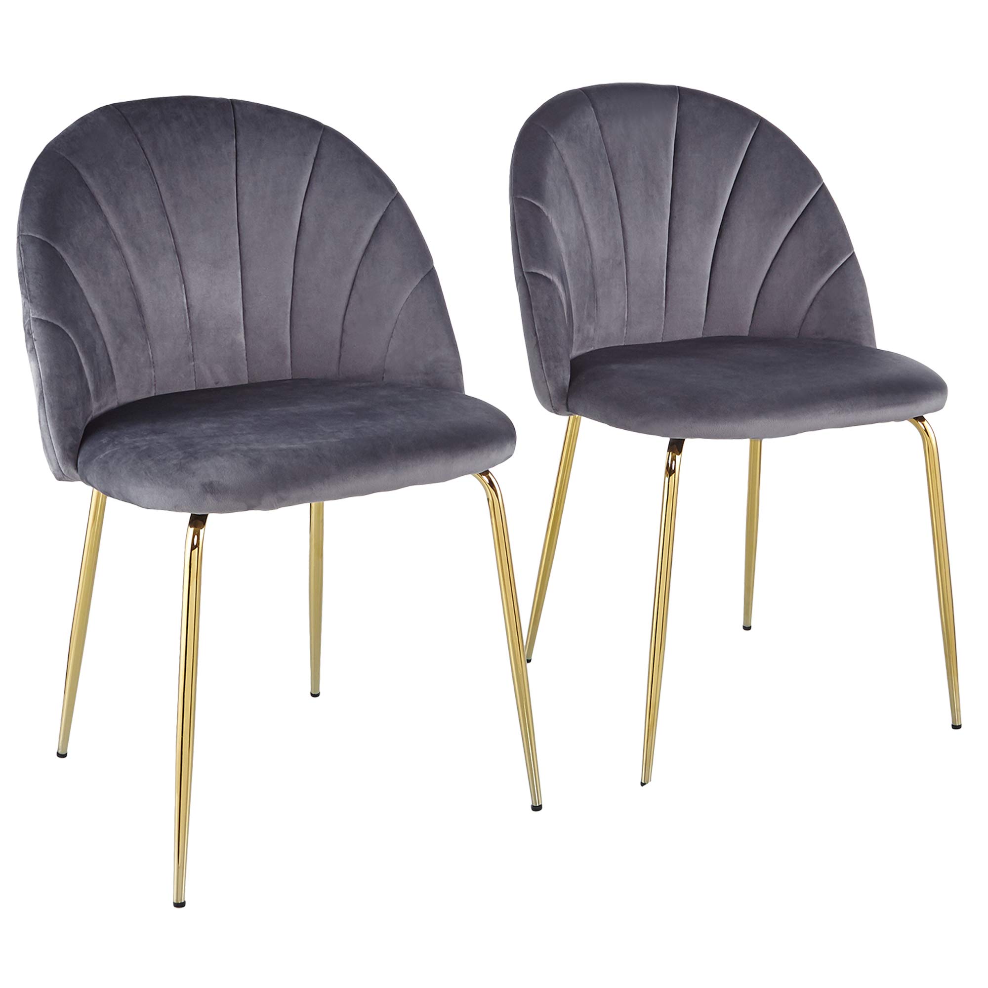 Modern Velvet Upholstered Dining Chairs with Gold Metal Legs - Tufted Accent Chairs Set of 2 for Living Room, Kitchen, Bedroom & Patio - Elegant Gray Guest Seating for Home Decor & Entertaining