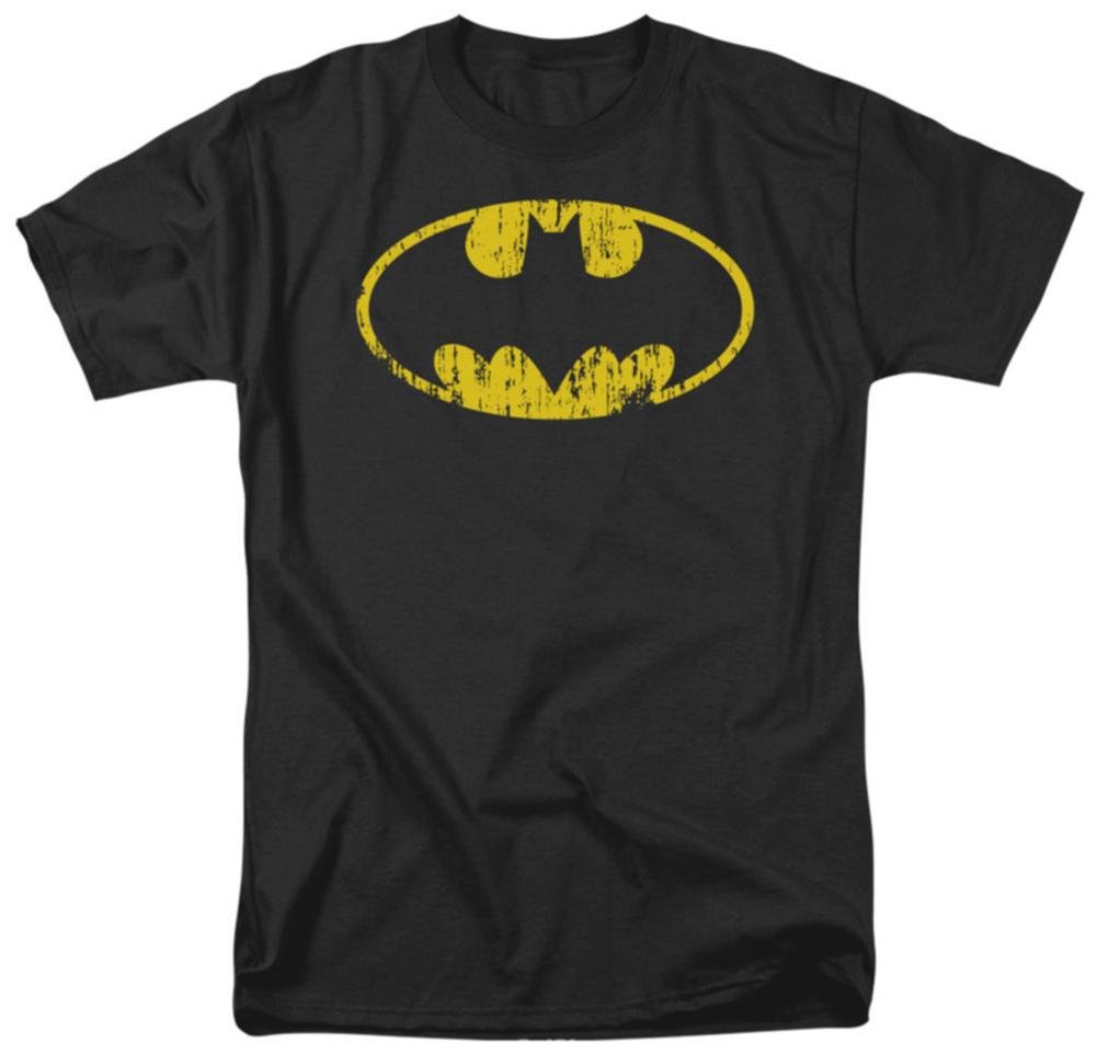 Batman Distressed Logo Graphic T-Shirt for Men - Vintage Superhero Tee for Casual Wear & Cosplay