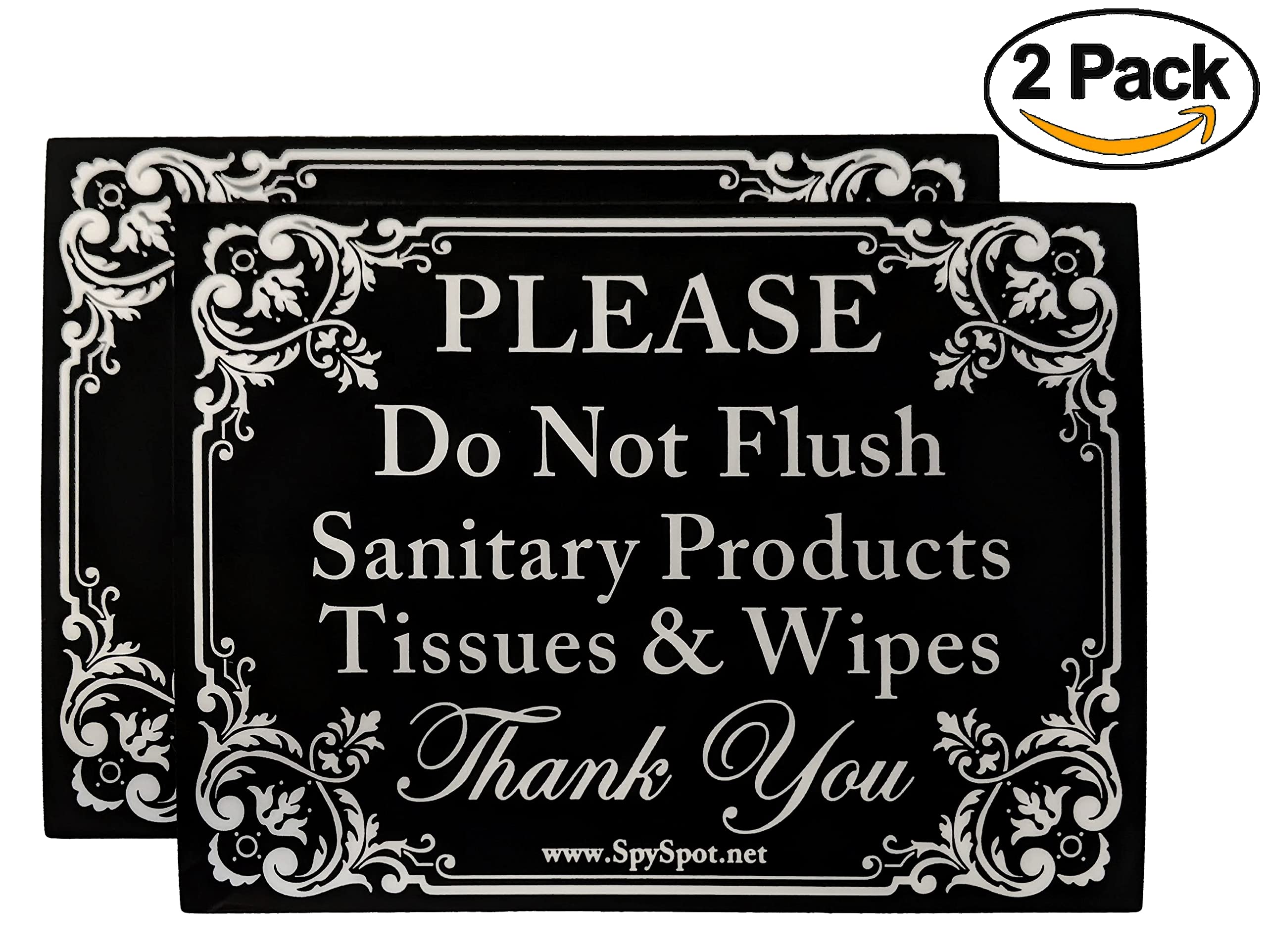 Spy Spot | 'Please Do Not Flush' Sanitary Products, Tissues & Wipes Vinyl Decal Sticker - Pack of 2 (4