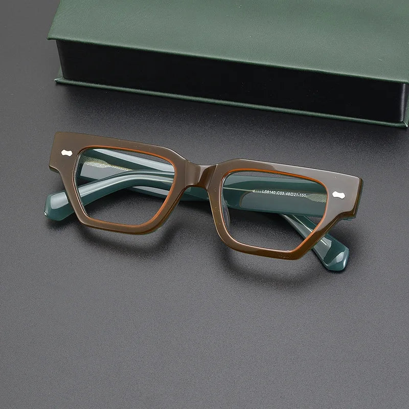 CCspace Unisex Full Rim Square Acetate Eyeglasses 57399 | Lightweight & Durable Frame | Perfect for Reading, Work & Fashion | Trendy Square Glasses for Men & Women