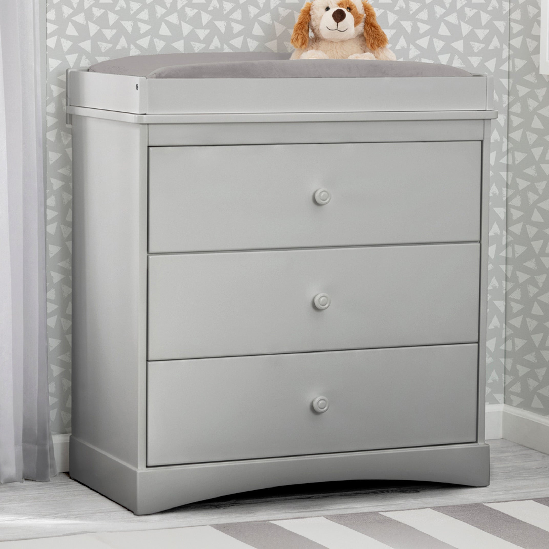 Sutton 3-Drawer Baby Dresser with Changing Table Top & Secure Interlocking Drawers - Perfect Nursery Furniture for Diaper Changes & Infant Clothing Storage