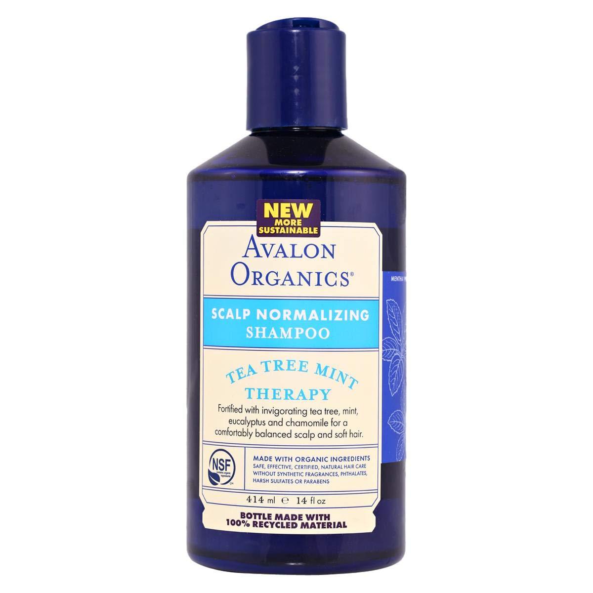 Avalon Organics Tea Tree Mint Scalp Normalizing Shampoo for Active Scalp Care - Refreshing & Balancing Shampoo for Daily Use & Sensitive Scalp
