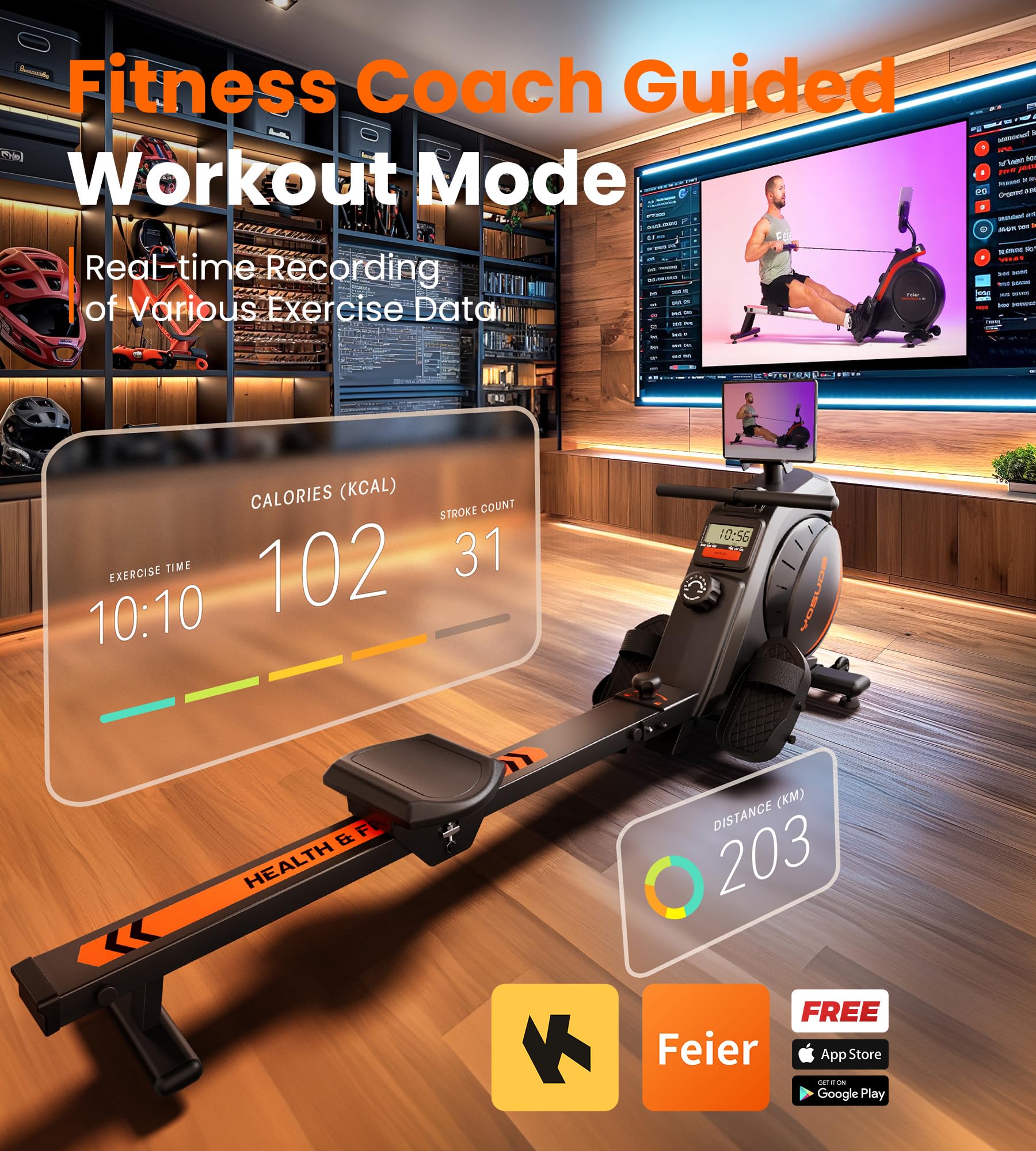 YOSUDA Magnetic/Water Rowing Machine for Home Gym - 350 LB Weight Capacity Foldable Rower with Bluetooth Connectivity, Fitness App Support, Tablet Holder & Comfortable Seat Cushion | Perfect for Small Spaces, Full-Body Workouts & Cardio Training