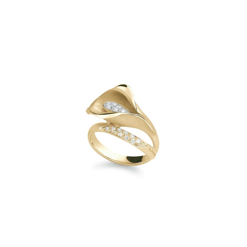 0.21ct Natural Diamond Calla Lily Ring - Elegant Solitaire Engagement Wedding Band for Women - Perfect for Proposals, Anniversaries & Special Occasions