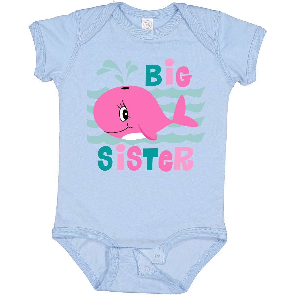 Inktastic Whale Big Sister Baby Bodysuit - Cute Whale Design Sibling Outfit for Newborns & Toddlers - Perfect for Family Photos, Sibling Announcements & Baby Showers