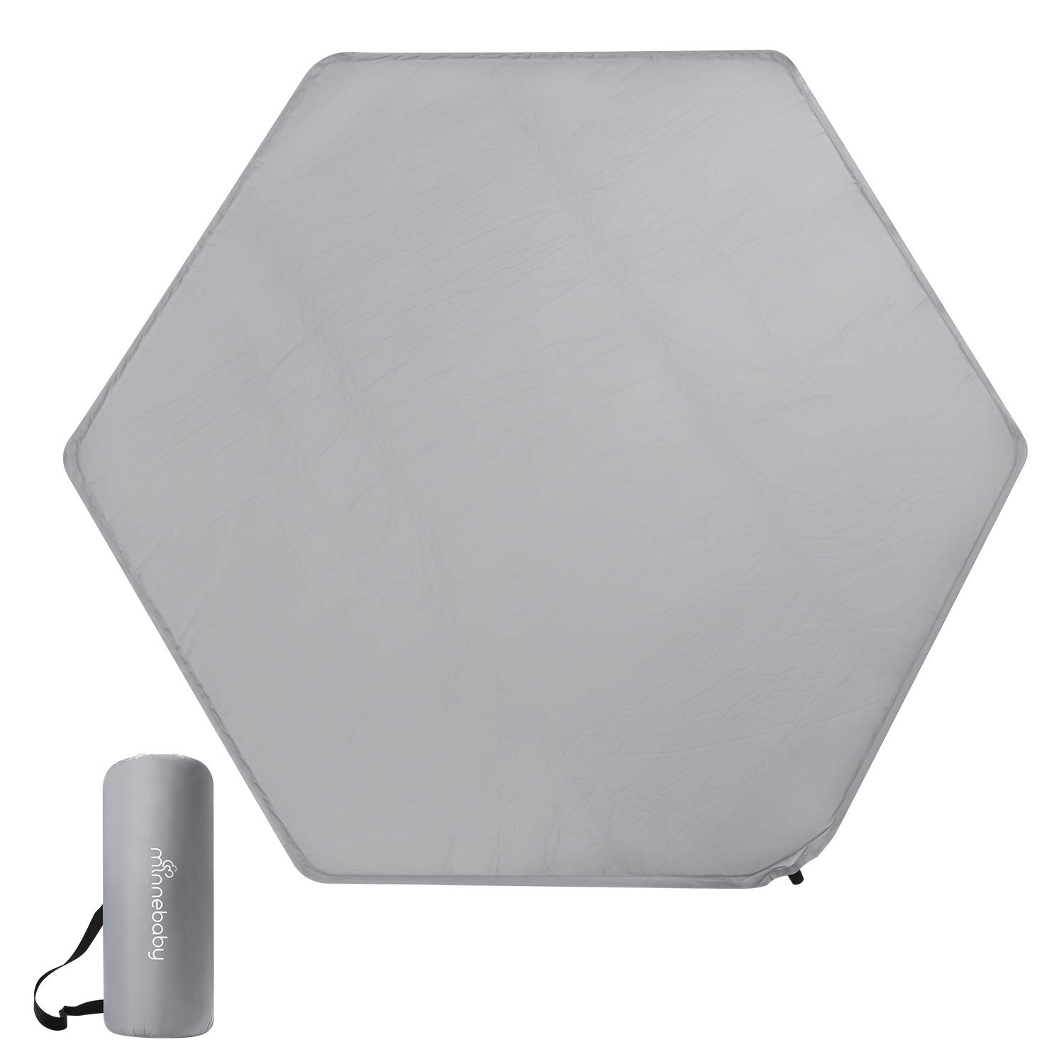 Hexagon Playpen Mat for hiccapop & Regalo Play Yards - Portable Self-Inflating Playmat with Carry Bag (Grey) - Perfect for Indoor Baby Play Areas
