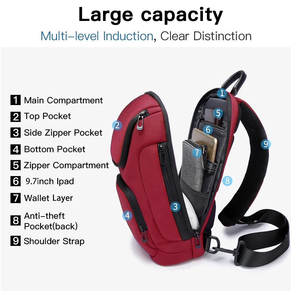 BANGE Sling Bag for Men & Women - Crossbody Shoulder Bag, Lightweight Travel Backpack for Hiking, Gym, Work & Daily Use