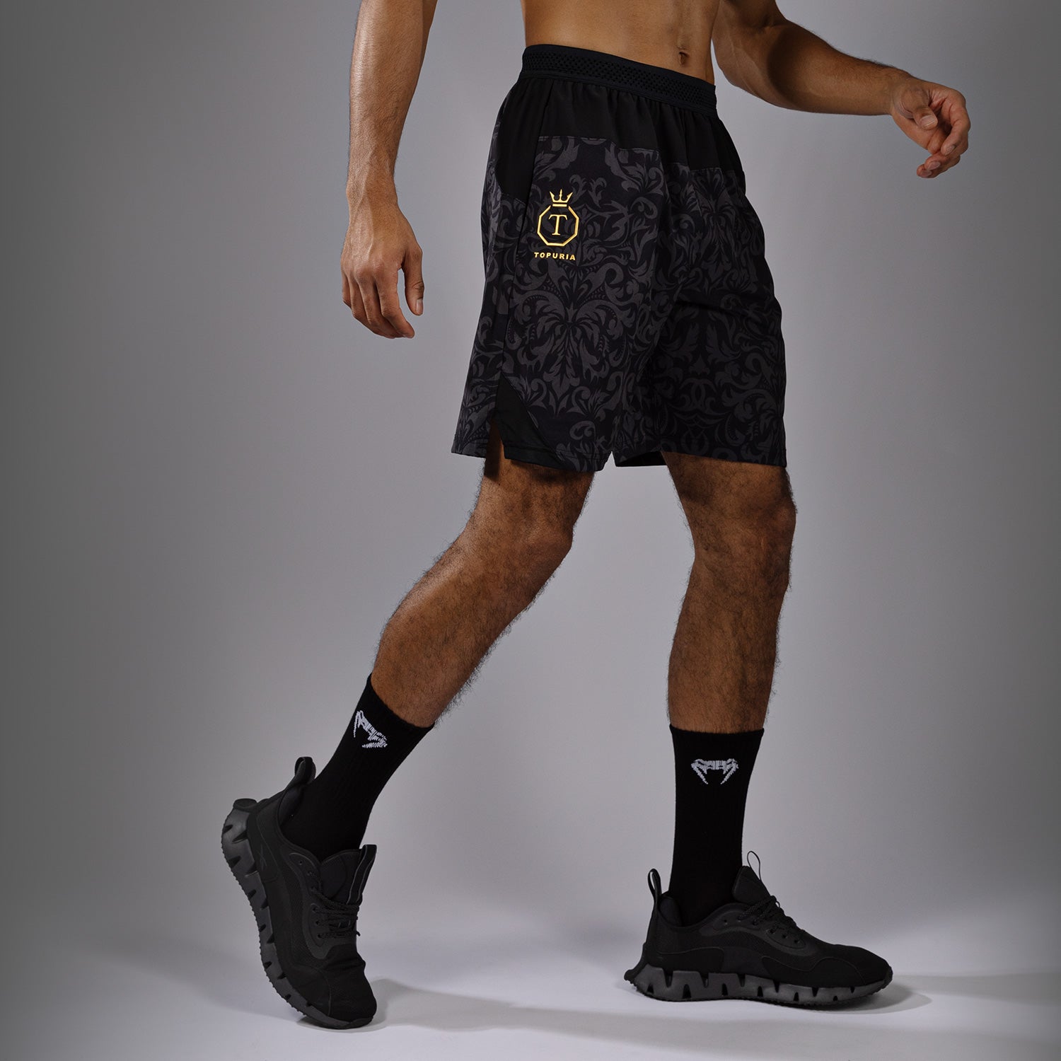 Venum x Topuria Unmatched Edition MMA Training Shorts - Black & Gold for Fighters & Athletes | High-Performance Combat Sports Gear for MMA, Boxing & Gym Workouts