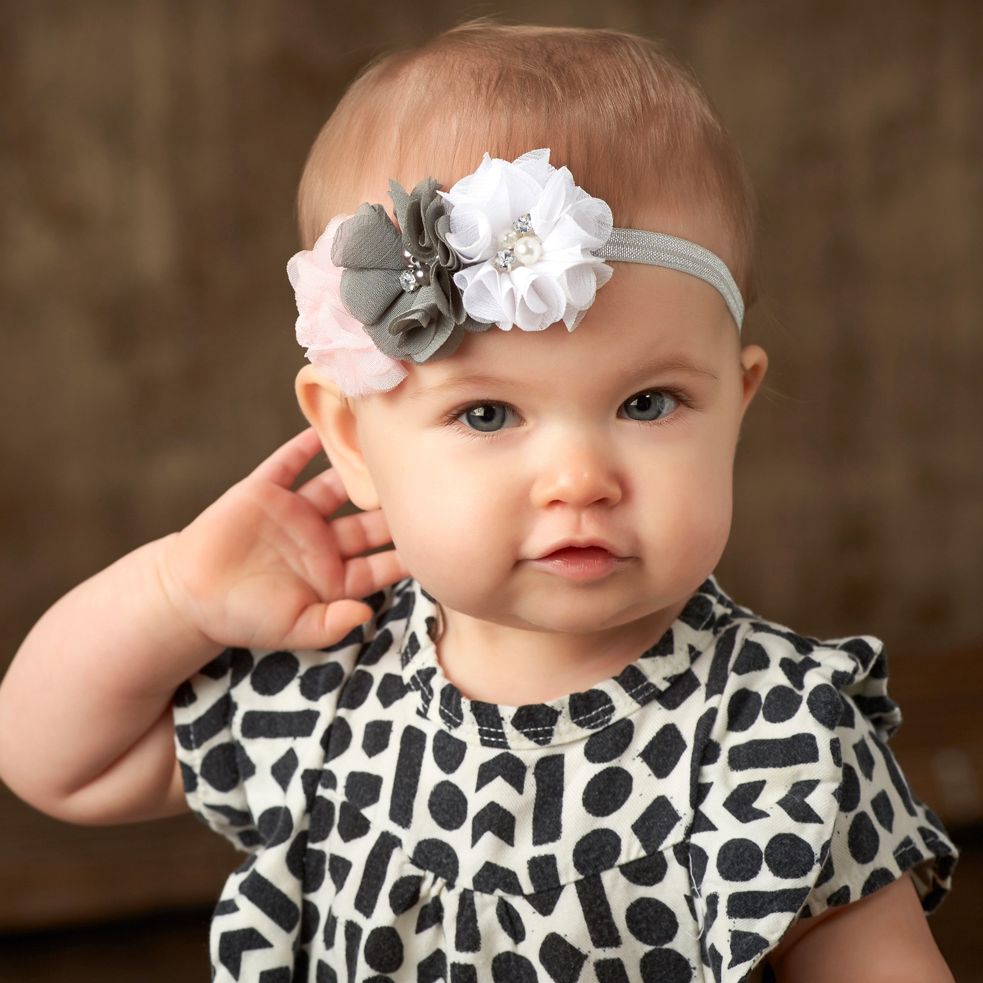 Lello Flower Headbands for Baby Girls & Toddlers - Stretchy Elastic Fabric Beaded Hair Accessories - Perfect for Birthday Parties, Photo Shoots & Everyday Wear