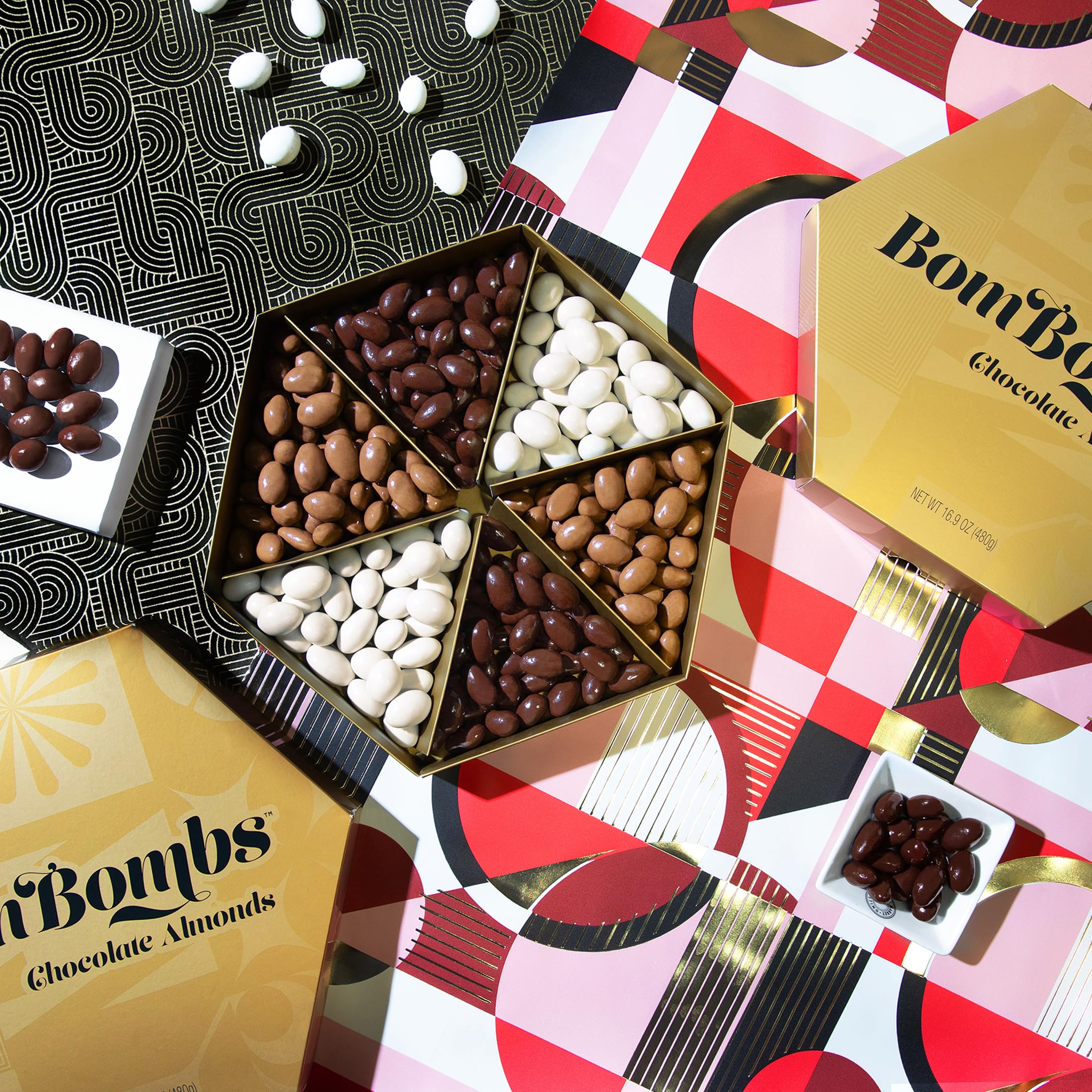 Premium Chocolate Covered Almonds Gift Set - Milk, Dark & White Candy Coated Almonds in Elegant Gift Box | Gourmet Snacks, Holiday Gifts & Party Favors | Perfect for Valentine's Day, Christmas & Corporate Gifting