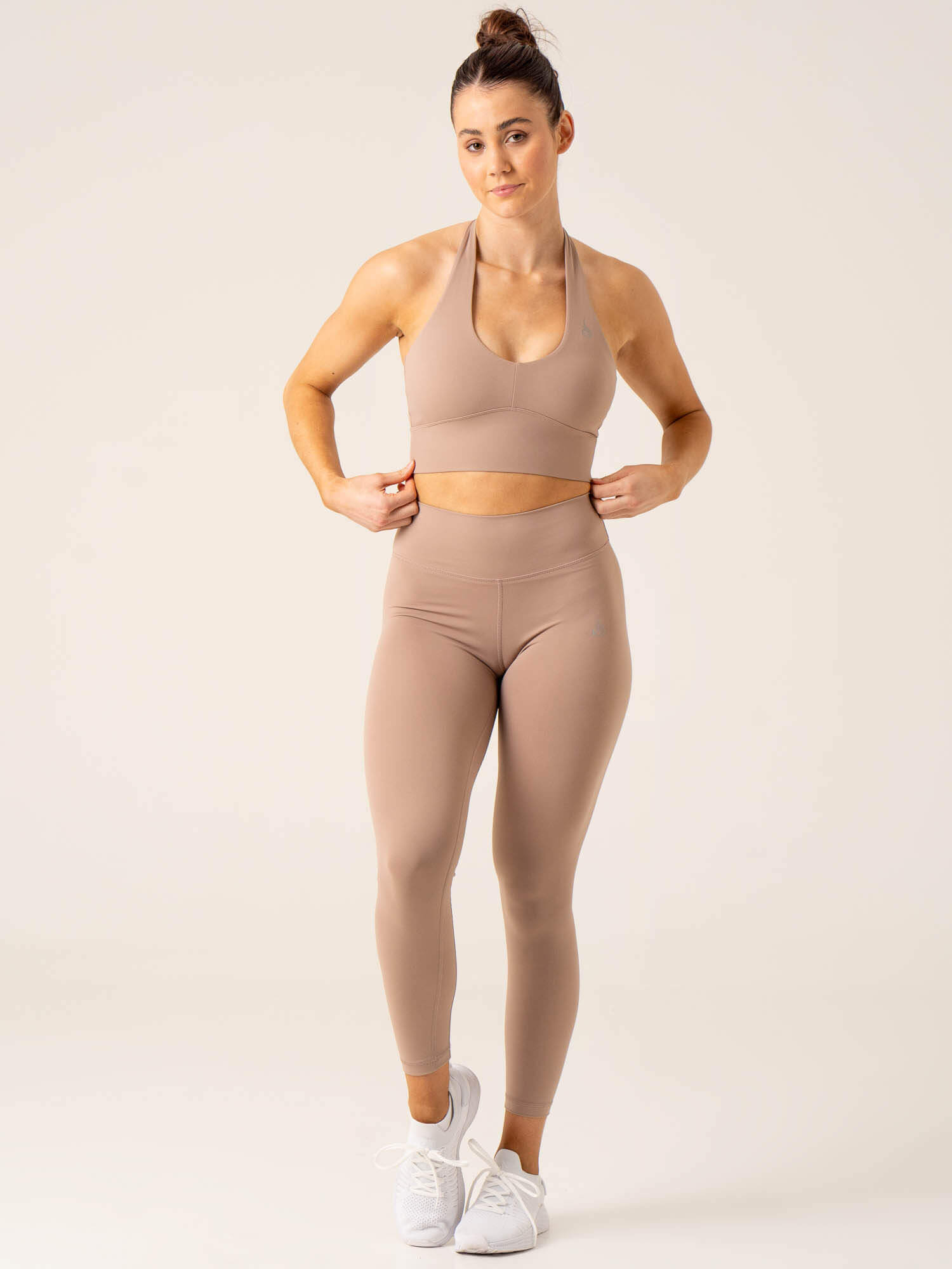 NKD Arch Leggings for Women - High Waisted Tummy Control Yoga Pants in Taupe - Perfect for Workouts, Running & Everyday Comfort