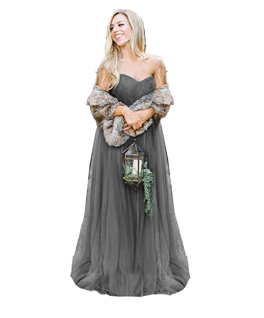 Elegant Long Off Shoulder Sweetheart Bridesmaid Dress - Tulle Wedding Party & Prom Gown for Women - Perfect for Bridal Showers, Formal Events & Evening Dances