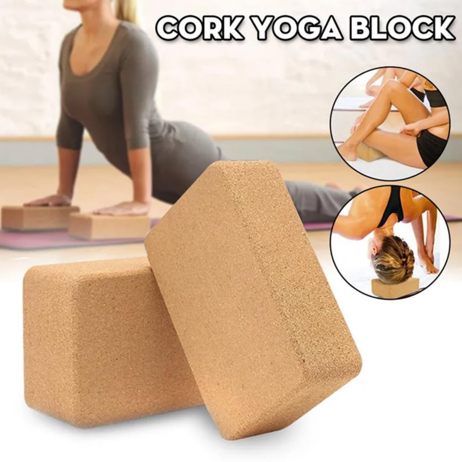 Premium Cork Yoga Blocks - 1 Pack High Density Non-Slip Eco-Friendly Yoga Blocks for Women & Men - Ideal for Yoga, Pilates, Stretching & Meditation - Perfect for Home, Studio & Gym Workouts
