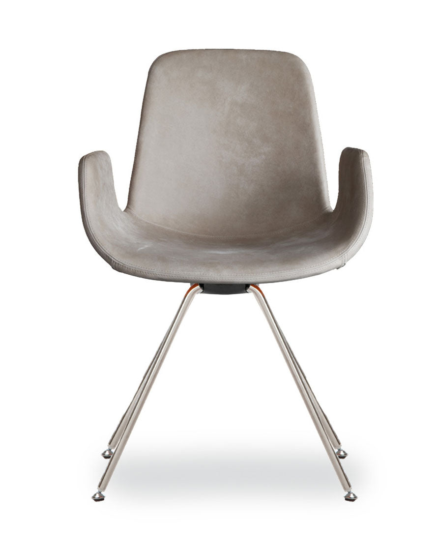 Modern Step Armchair with Upholstered Seat & Steel Base - Model 904.22 by Tonon - Perfect for Living Room, Office or Lounge Area