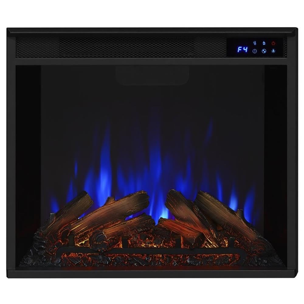 BOWERY HILL 1500W Black Electric Fireplace Heater with Remote Control, Adjustable LED Flame, Steel Firebox Mantel - Perfect for Living Room, Bedroom & Office Heating