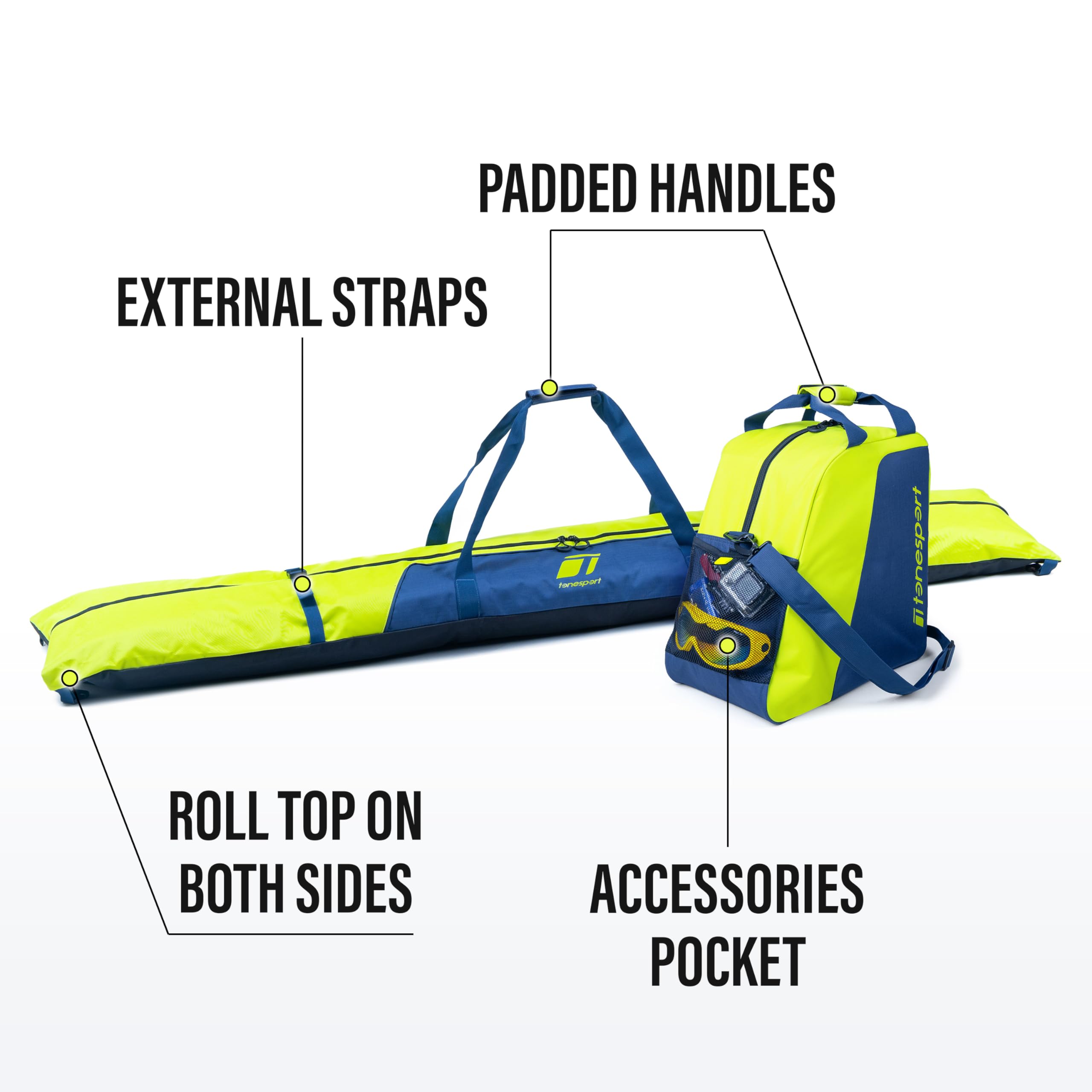 **Durable Ski Bag & Boot Bag Combo for Air Travel - Lightweight Unpadded Snow Ski Bag Fits Skis Up to 180cm - Perfect for Winter Sports & Ski Trips**