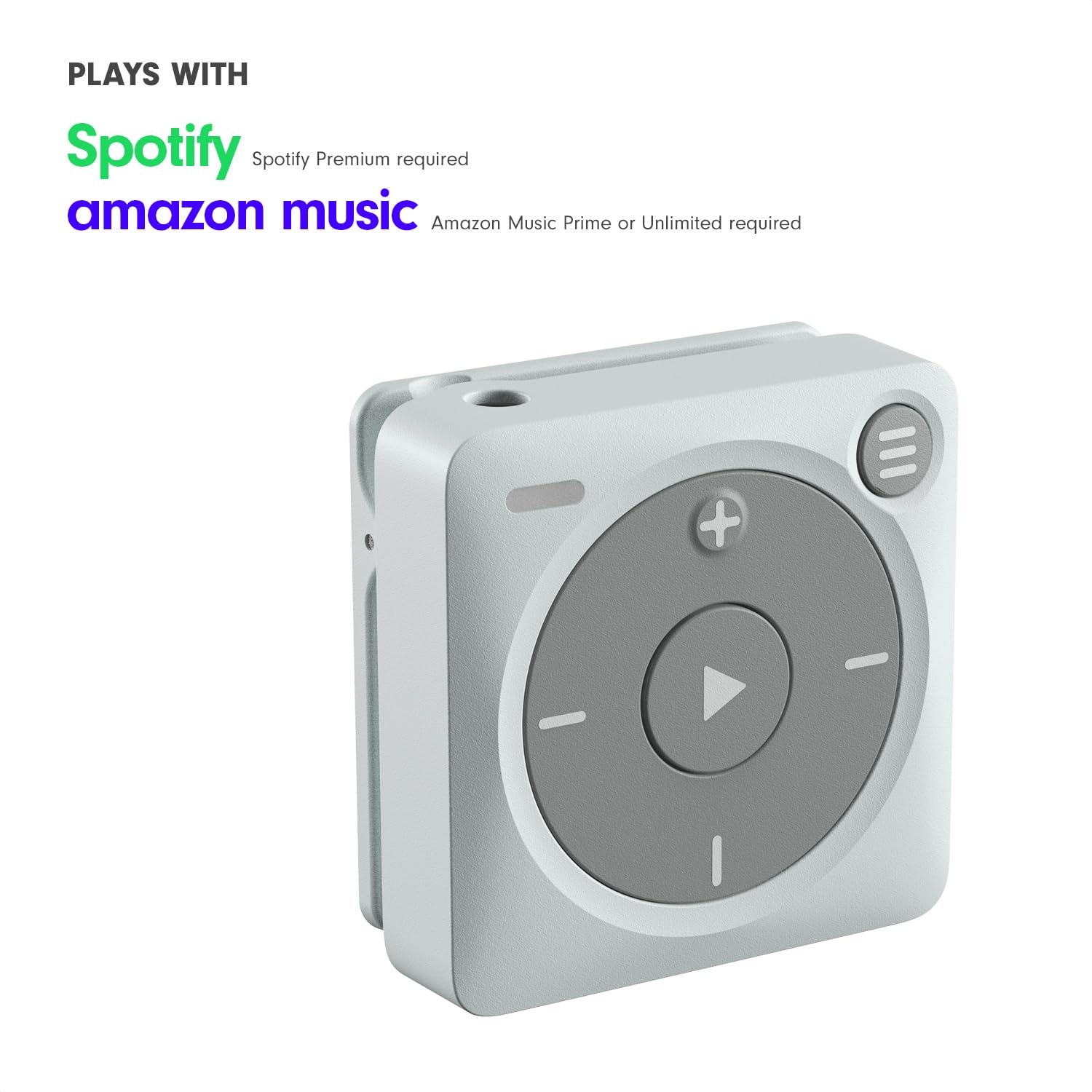 Premium Mighty 3 Spotify & Amazon Music Player - Wireless Bluetooth & Wired Headphone Compatible - 1000+ Song Storage - Standalone Music Device No Phone Required (Gray) - Perfect for Running, Gym Workouts & Outdoor Activities