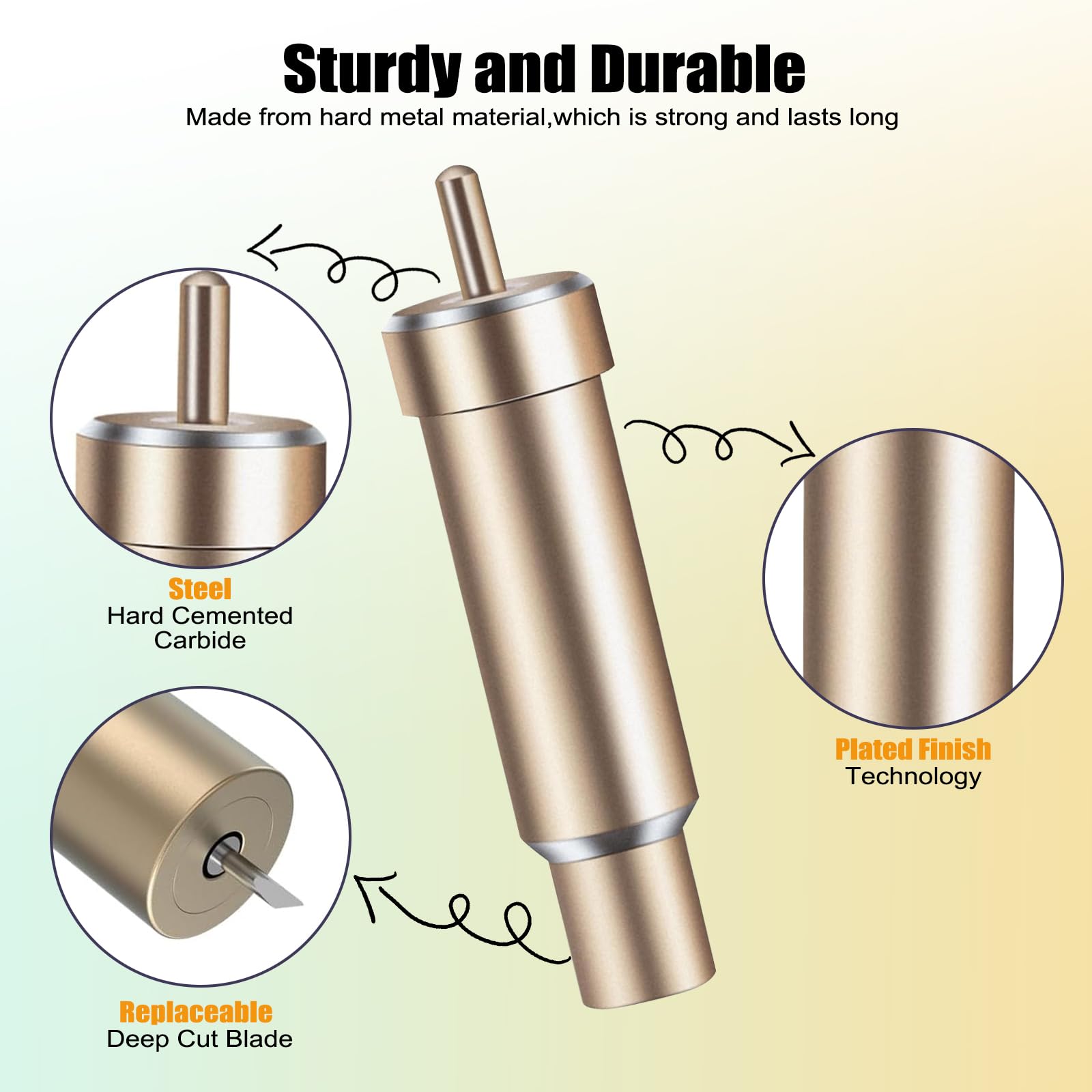 Premium Deep Cut Blade & Housing for Cricut Explore 3/Air 2/Air/One/Maker/Maker 3/Venture - 6PCS Gold Replacement Blades for Thick Materials - Perfect for DIY Crafts, Vinyl Cutting, Cardstock, Leather & Fabric Projects