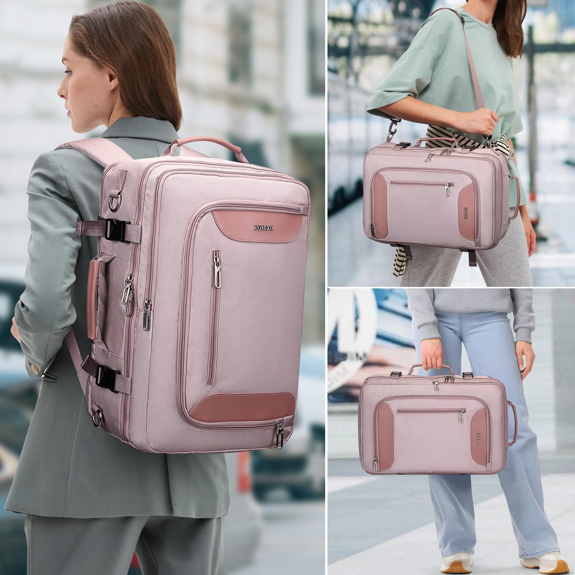 PIJUSHI Women's Light Purple Travel Backpack - 16 Inch Flight Approved Carry-On Laptop Backpack with Shoe Compartment & USB Charging Port (PE038) - Perfect for Business Trips, College Commute & Weekend Getaways