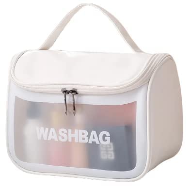 Premium Travel Makeup Organizer Set - 2 Pack Large Cosmetic Bags with Hook for Women | Waterproof Multi-Functional Toiletry Pouch for Vacation, Gym & Daily Use (Pink & White)