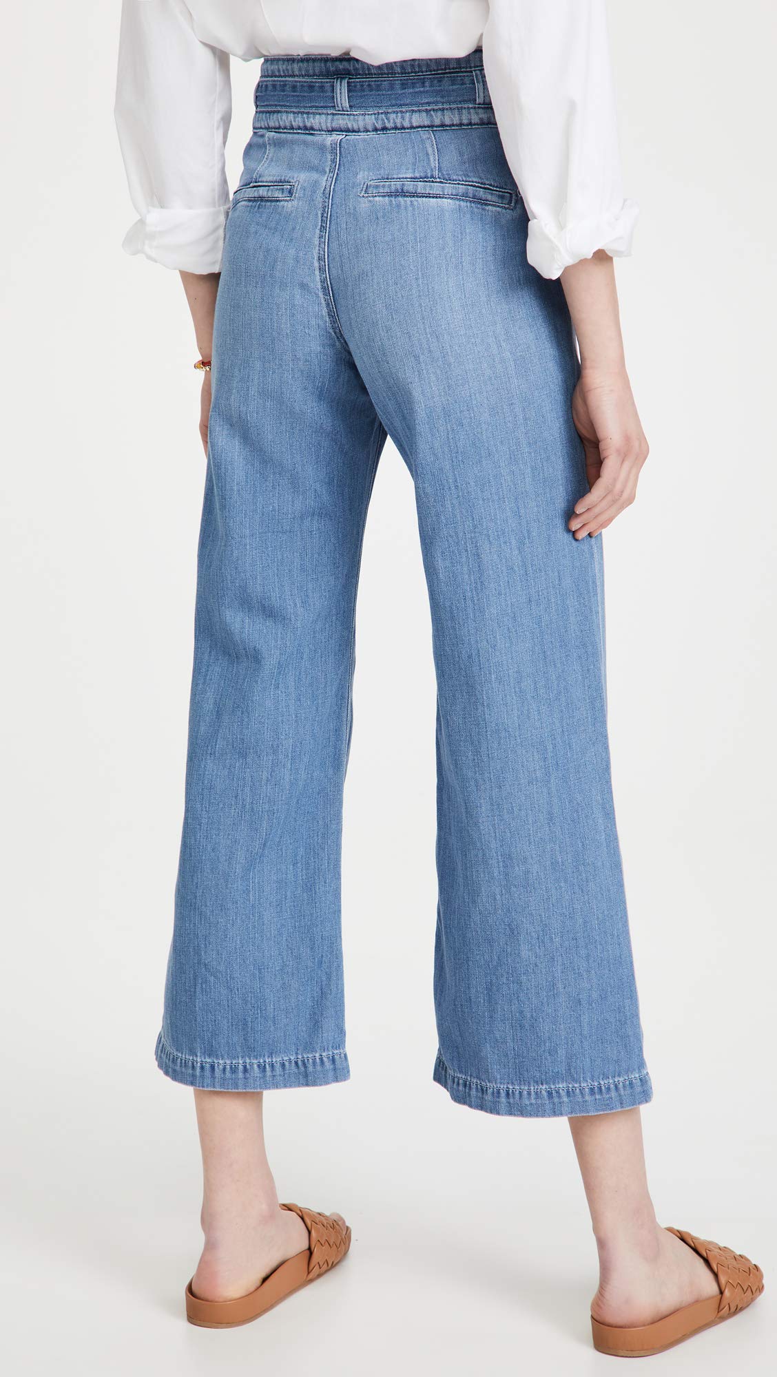 PAIGE Women's Anessa Self Belt Relaxed Wide Leg Jean - High Waist Stretch Denim Pants for Casual & Office Wear | Comfortable & Stylish Everyday Outfit