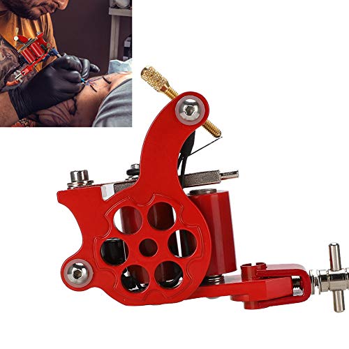 Professional Coil Tattoo Machine for Lining & Shading - Alloy Body Portable Tattoo Gun with Strong Motor - Cartridge Tattoo Machine Accessories Kit for Artists (Red) - Perfect for Studio & Home Tattooing