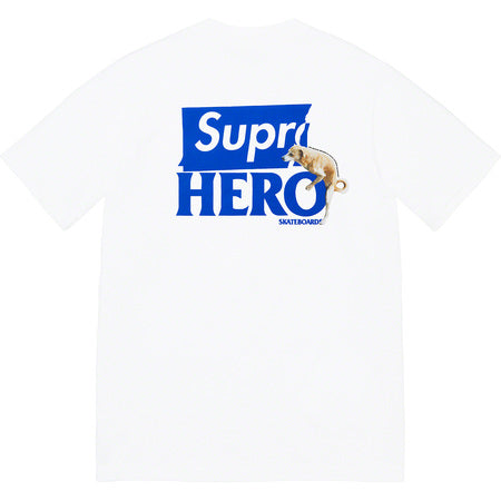Supreme Antihero Dog Graphic T-Shirt for Men - White Cotton Tee - Streetwear Fashion for Casual Wear and Skateboarding