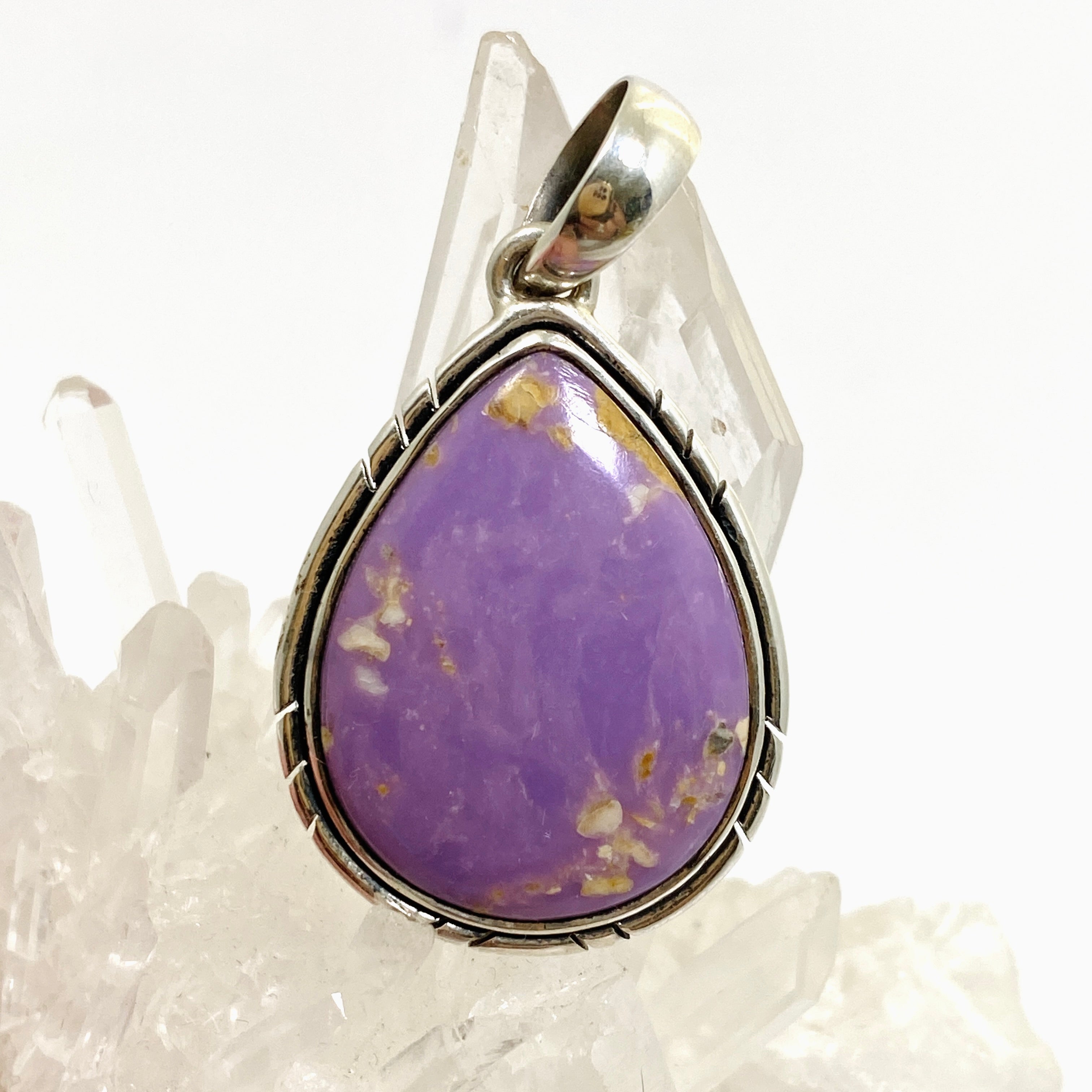Natural Phosphosiderite Teardrop Cabochon Pendant in Sterling Silver Setting - Unique Handmade Jewelry for Women - Perfect for Boho Style, Gift Giving & Special Occasions