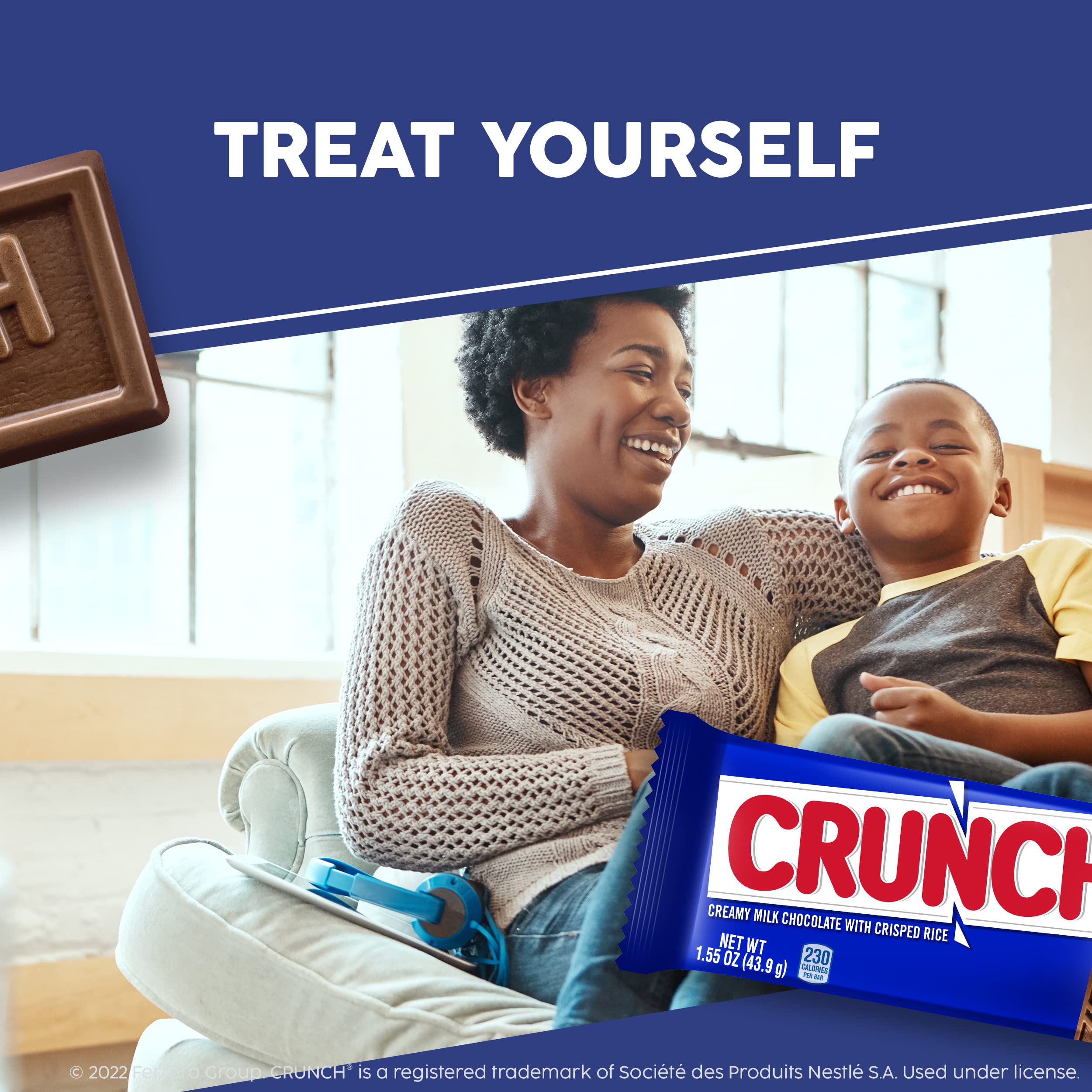 CRUNCH Milk Chocolate & Crisped Rice Candy Bars - Bulk 36 Count (1.55 oz Each) - Full Size Halloween Candy for Trick-or-Treating, Party Favors & Office Snacks