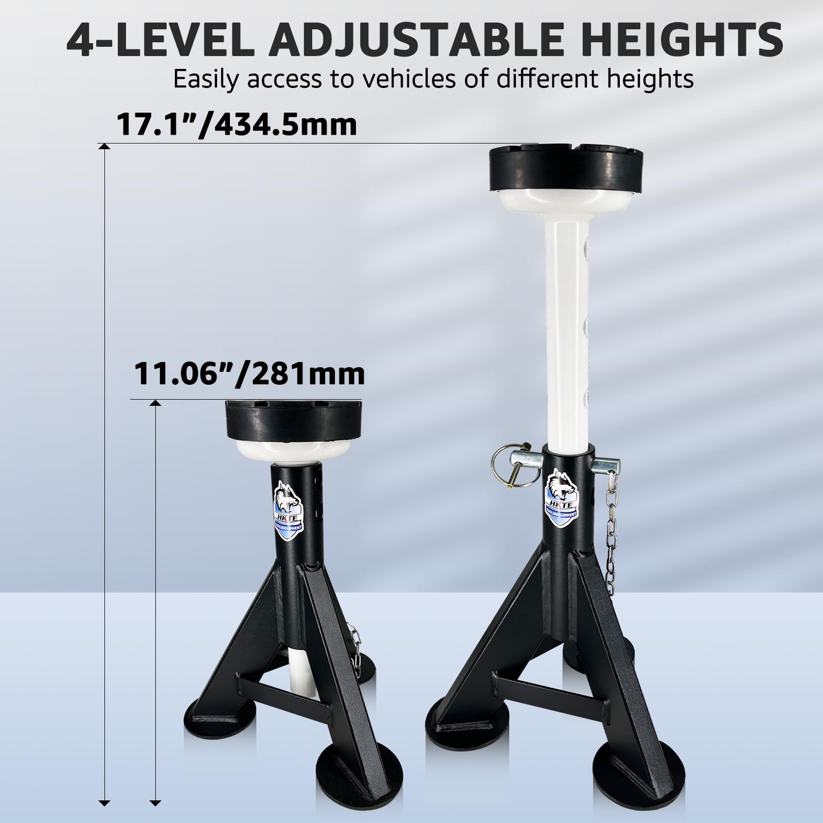 HKTE 4 Ton Heavy Duty Jack Stands - Low Profile Design with Security Locking Pins, 8000 lbs Capacity (2 Pack) - Perfect for Car Repair, Vehicle Maintenance & Garage Safety