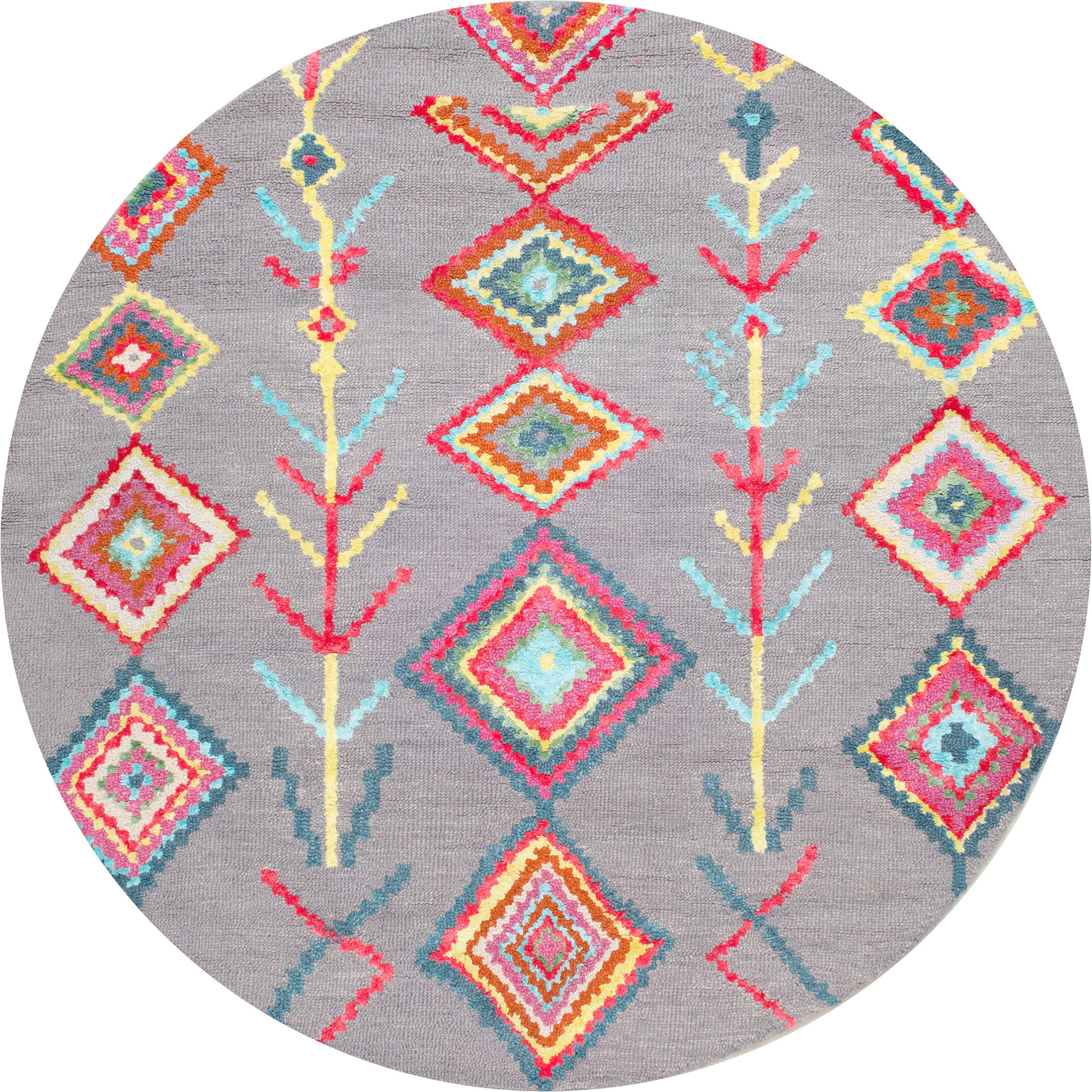 Ezra Moroccan Diamond Rug - Grey Handmade Area Rug for Living Room, Bedroom, or Office - Boho Chic Home Decor
