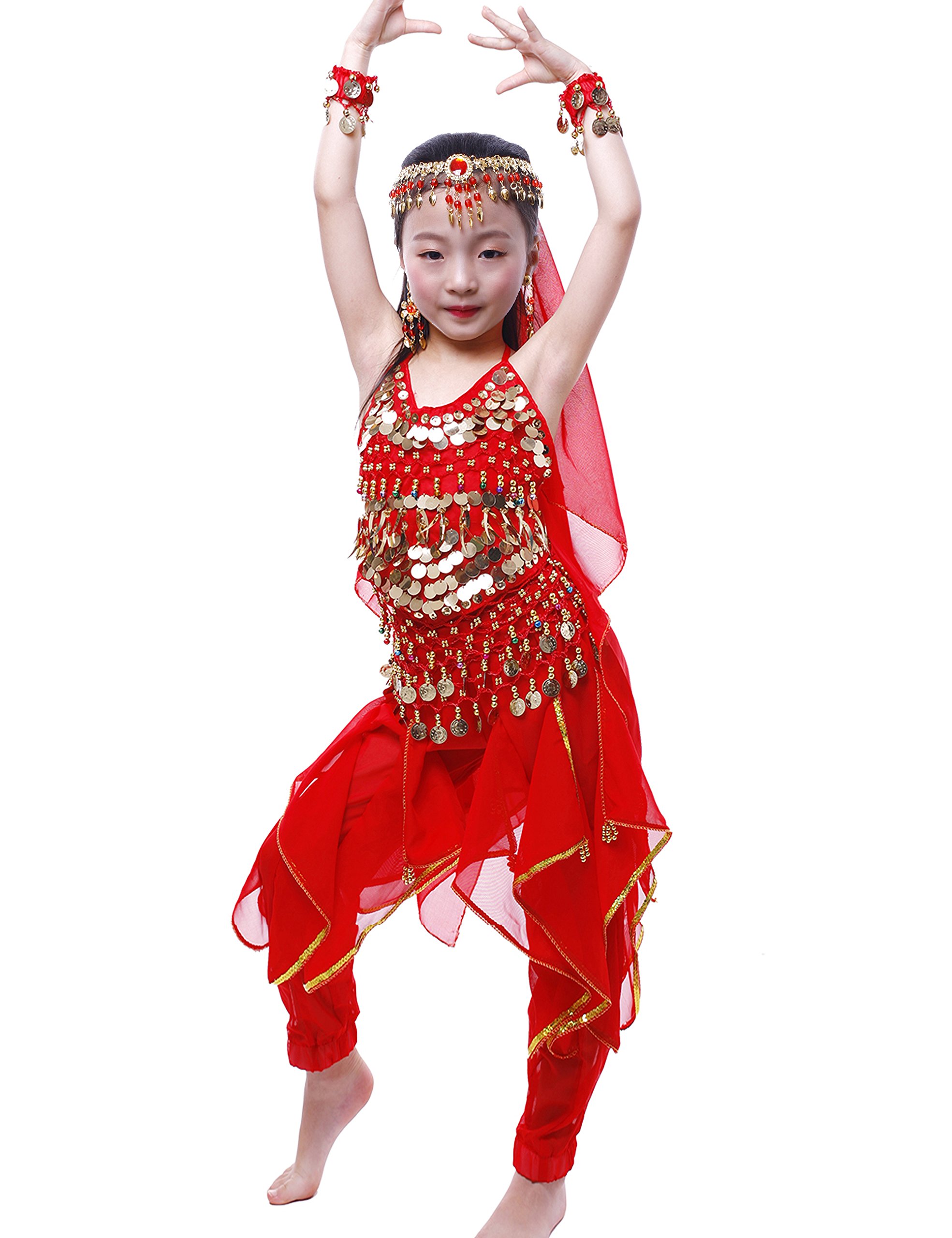 Astage Girls Genie Costume - Indian Belly Dance Arabian Princess Outfit for Halloween, Cosplay & Dress-Up Parties | Perfect for Kids, Teens & Adults