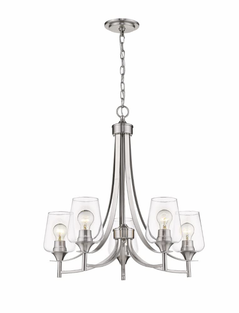 Z-Lite 5-Light Modern Crystal Chandelier 473-5MB - Clear Glass Pendant Lighting Fixture for Dining Room, Bedroom & Foyer Decor